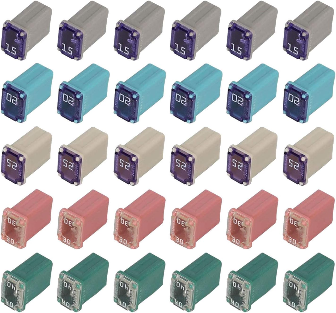 30 pcs Automotive MCASE Mini Box Shaped Cartridge Fuse Kit for Cars, Trucks, and SUVs