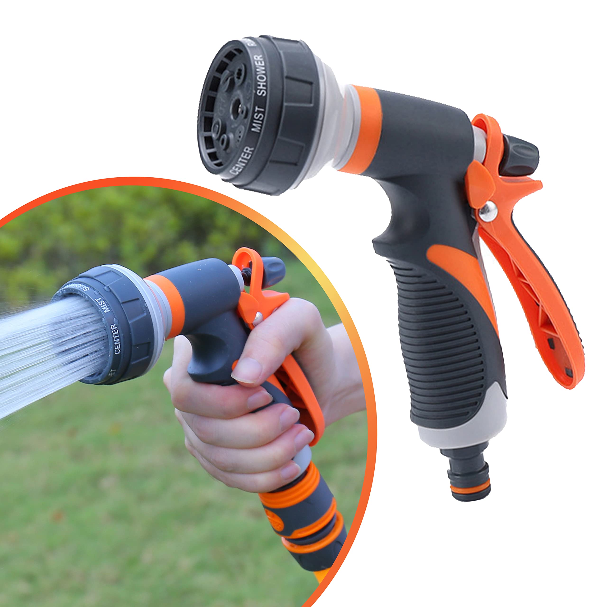 Oligitdi Aluminum 8-Modes Water Spray Gun Garden Hose Nozzle Water Hose Heavy Duty Water Spray Gun High Pressure Washer Sprayer Nozzle Spray Suitable For Gardening/Washing Cars/Showering Pet/Cleaning