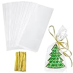 Yotelab Cellophane Treat Bags, 4x9 Inches Clear Cellophane Bags With Twist Ties,100 Pcs