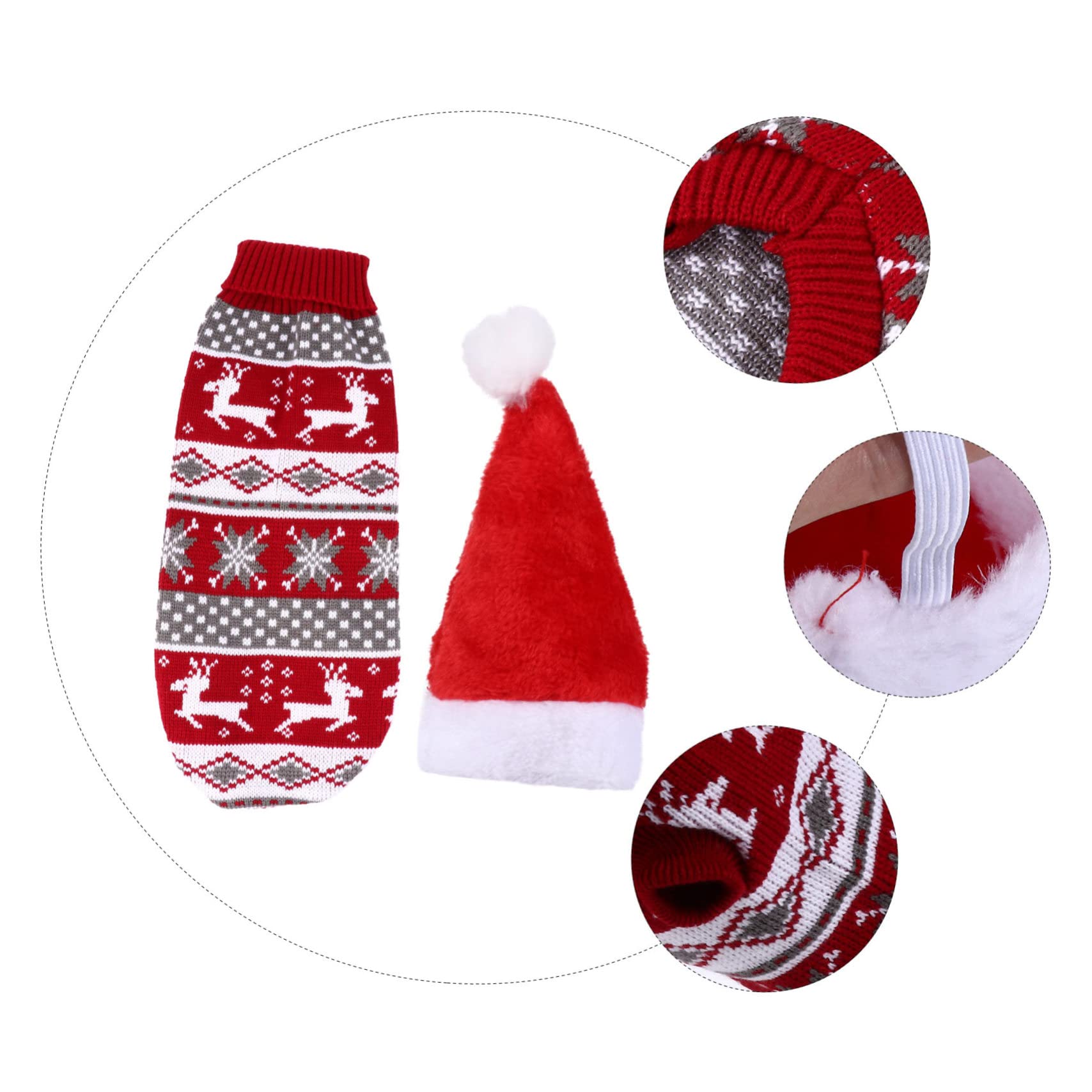 BESPORTBLE 3 Set Adorabile Maglione Per Animali Domestici Costume Di Natale Per Cani Maglione Renna Con Cappello Abbigliamento Per Animali Domestici 2 Pezzi * 3