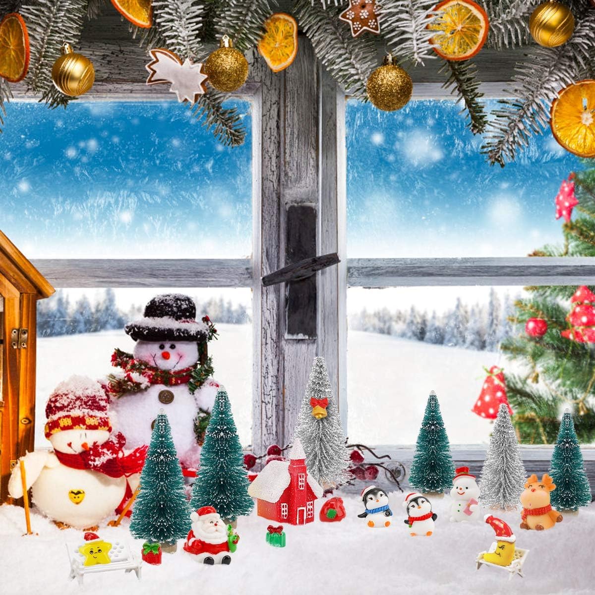 30-teiliges Weihnachts-Miniaturen-Set – Schneemann, Rentier, Häuser Für Feengarten