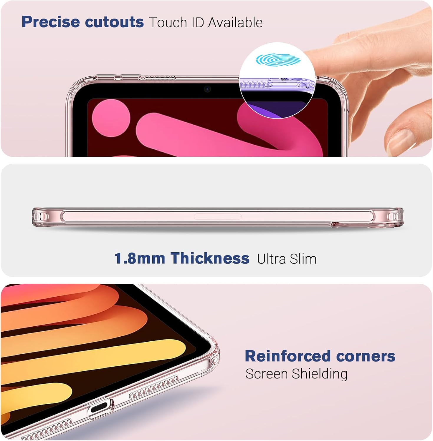 ProCase Clear Back Case for iPad mini 7(A17 Pro)/ iPad mini 6 -Clearpink image 3