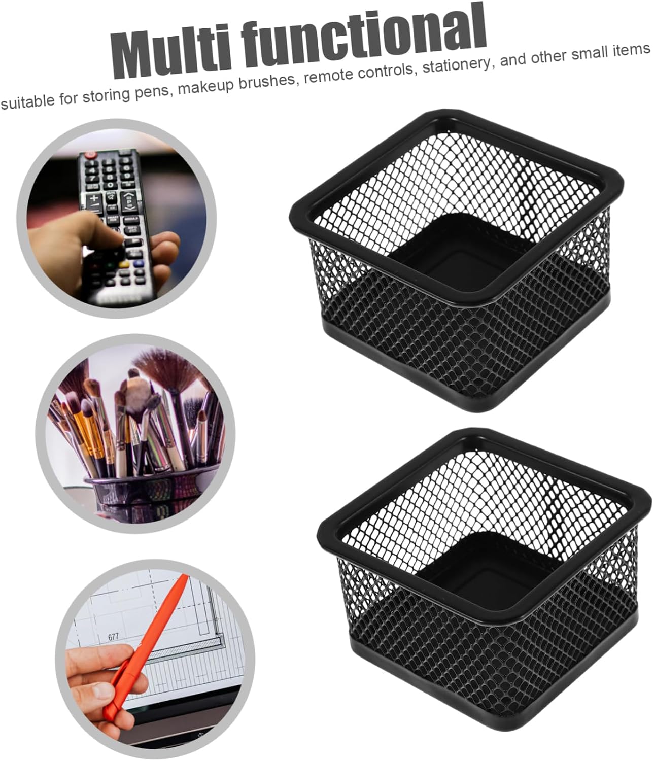 4 Pack Square Metal Mesh Paper Clip Holder Office Desk Organizer