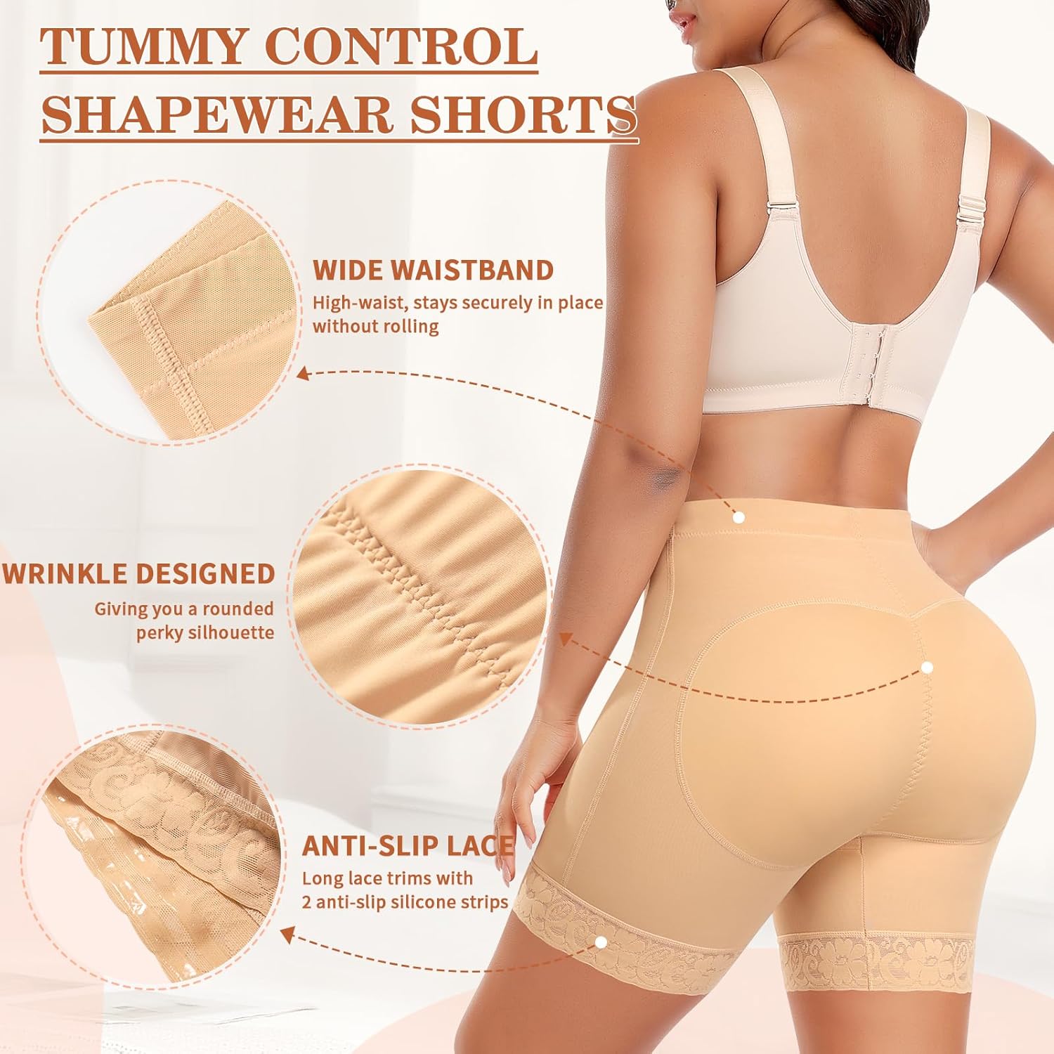 Werena Butt Lifting Shapewear Padded Underwear for Women Tummy Control Shorts Booty Pads Panties Lace Panty Girdle - Image 3