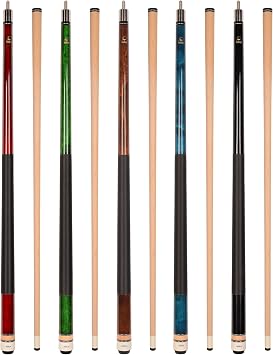 Set of Aska L2 Billiard Pool Cue Sticks, 58" Hard Rock Canadian Maple, 5/16x18 Joint, 13mm Hard Tip, Mixed Weights