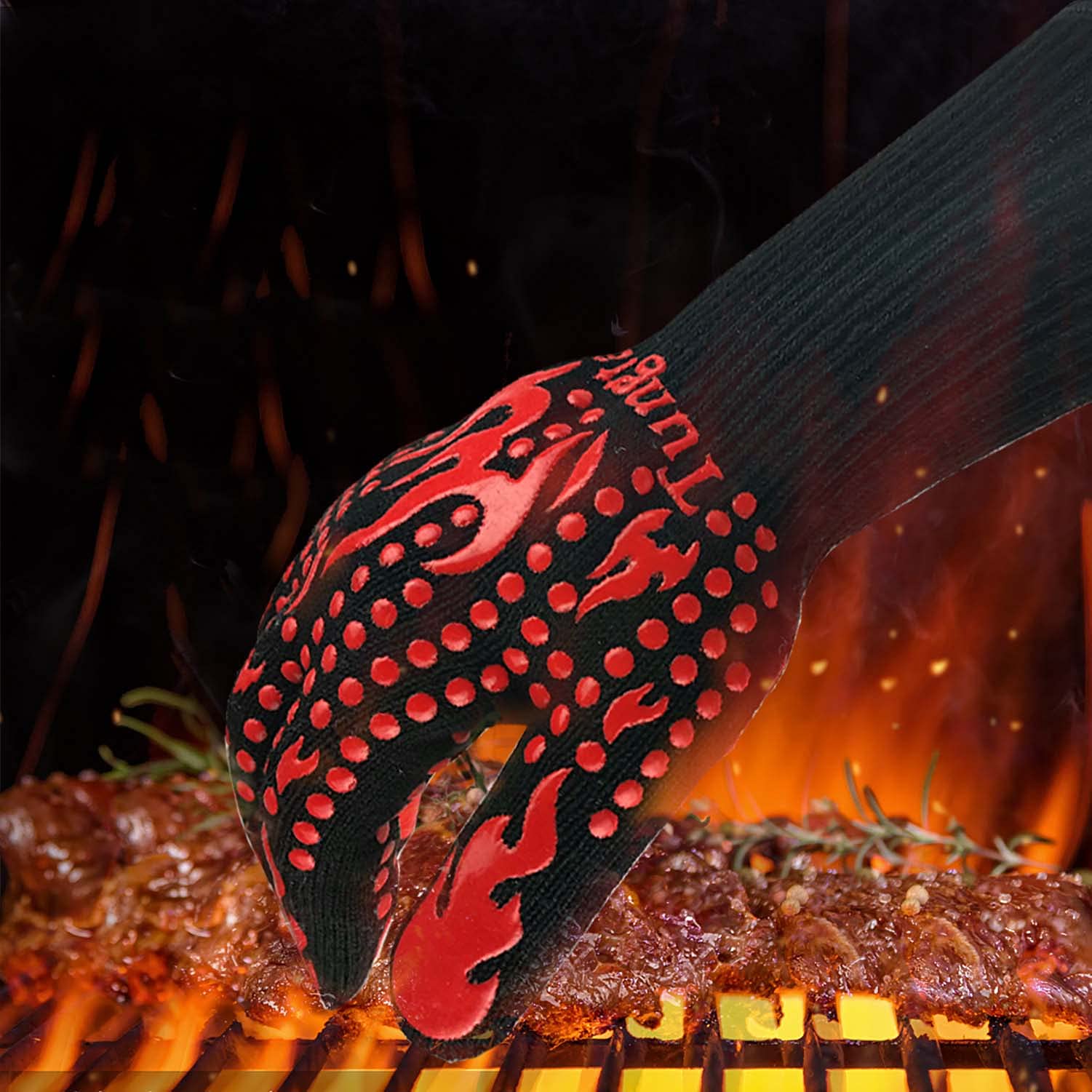 Guanto da forno per friggitrice tacchino 1472 ¨H 35,5 cm, guanti da barbecue da uomo, guanti da barbecue, set regalo guanti da cucina per cucinare, grigliare, cuocere al forno, saldare (polsino lungo