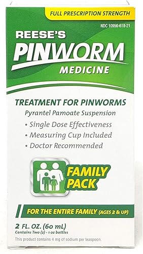 Reese's Pinworm Líquido medicinal para toda la familia, fuerza de prescripción completa, 2 onzas, paquete de 2, # 1 recomendado por médicos,