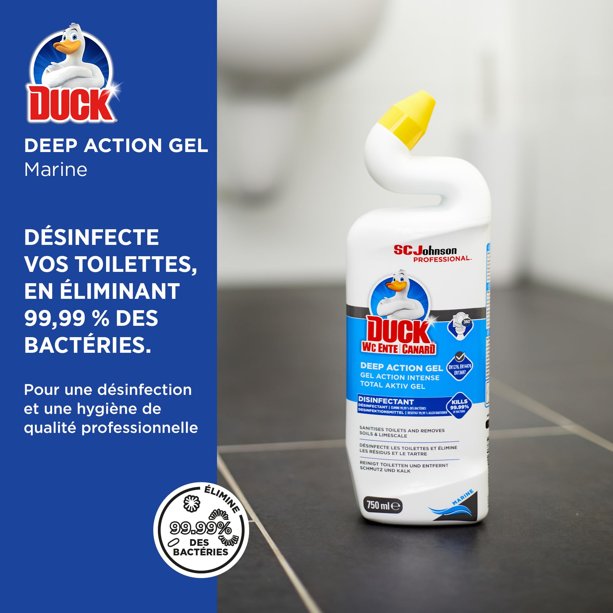 Image secondaire de Gel Nettoyant WC Canard Action Intense Marine - Élimine Calcaire et Bactéries - 750 ml