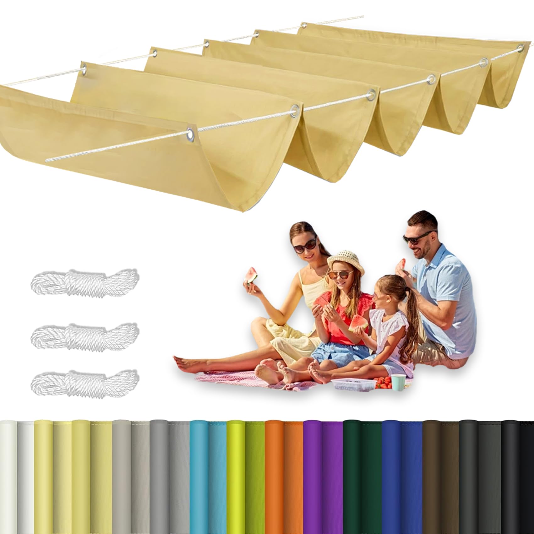 Voile d'ombrage beige carrée 1.6x13.5m anti-UV pour pergola