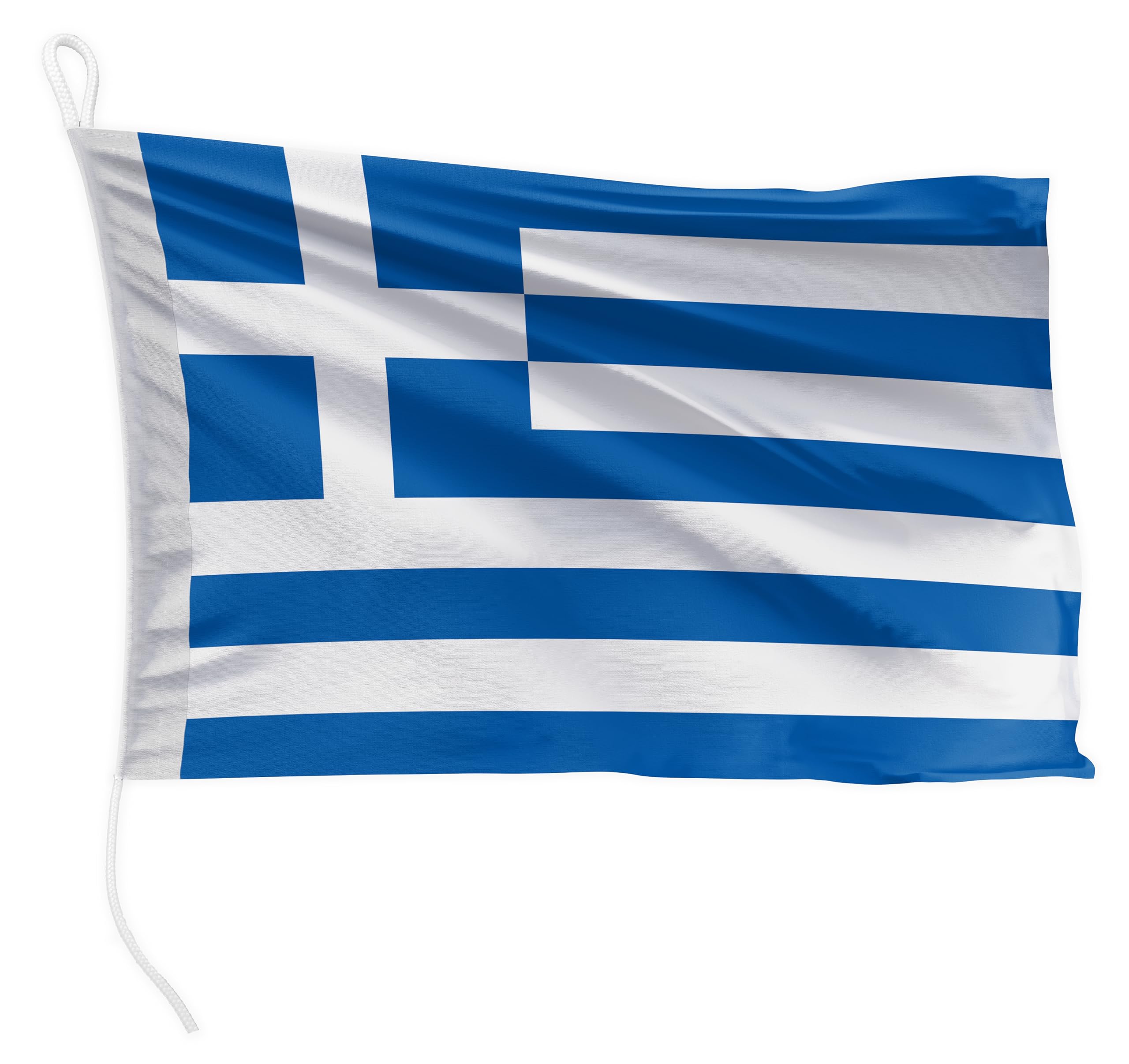 FLAGLY Premium Greece Boat Flag, 30 x 45 cm, 115 g/m² Fabric Weight, Printed Strong Knit and Bow, Boat Accessories, Motor Boat (30 x 45 cm - Greece) — image 1