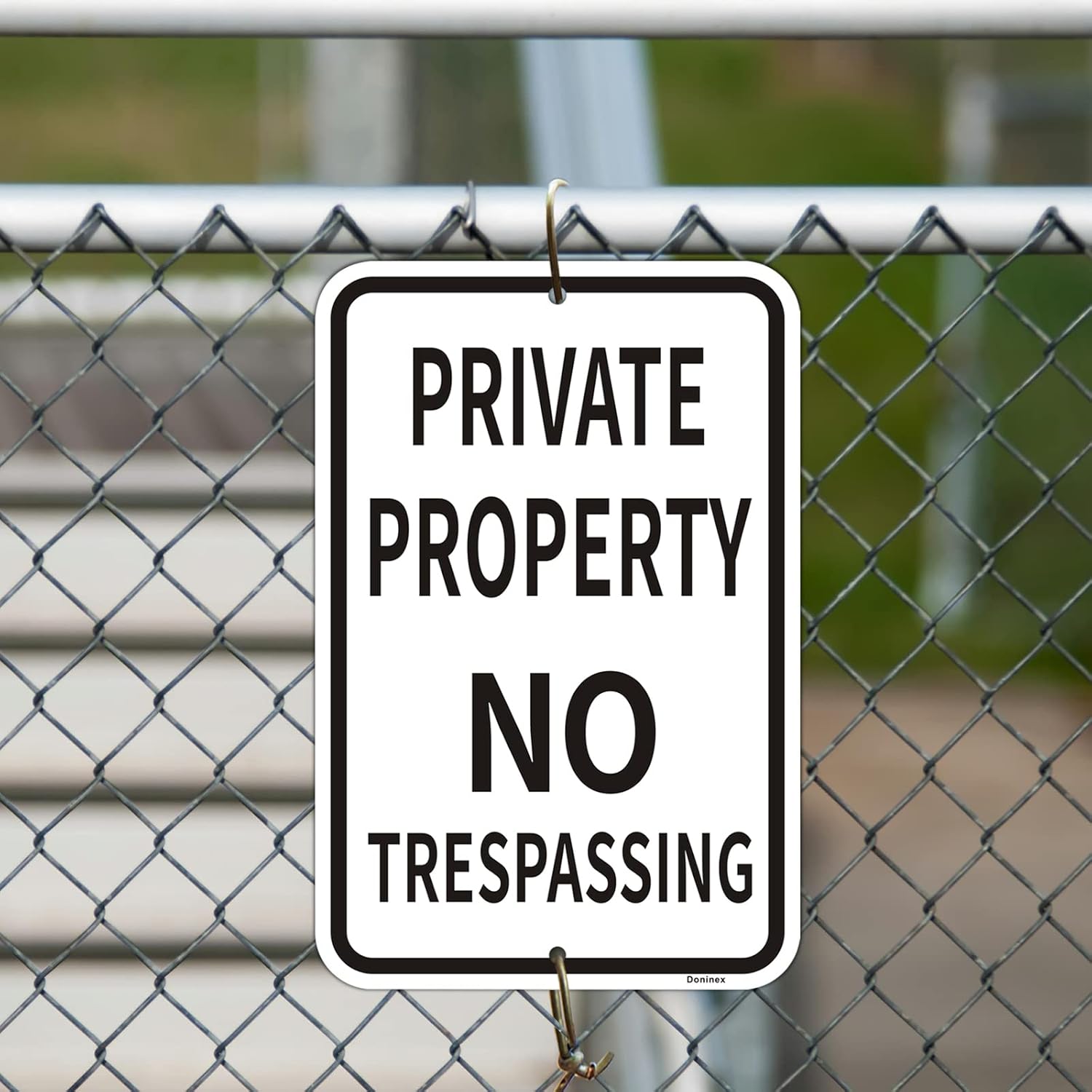 Large (4 Pack) 18x12 inch Private Property No Trespassing Sign, Metal Rust Free Aluminum, Reflective, Outdoor Weatherproof, White
