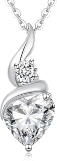 LOUISA SECRET Women's Infinity Heart Pendant 925 Sterling Silver Birthstone Flame o…