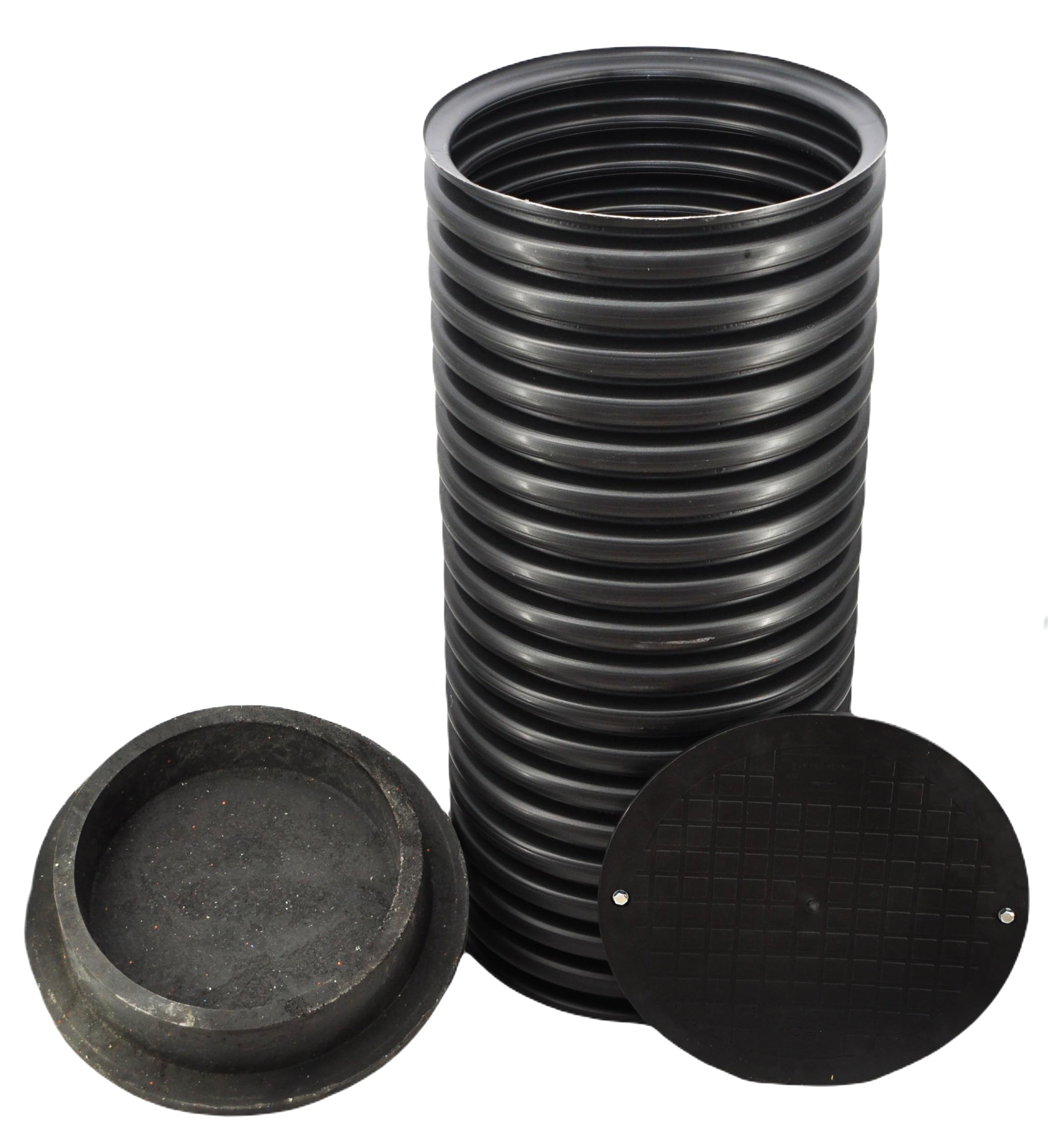 KG Abwasserrohr DN315 0,5m/1m – Mit 1-4 Anschlüssen DN110/DN160, Schachtdeckel Grün, Für Regenwasser & Sickerschacht