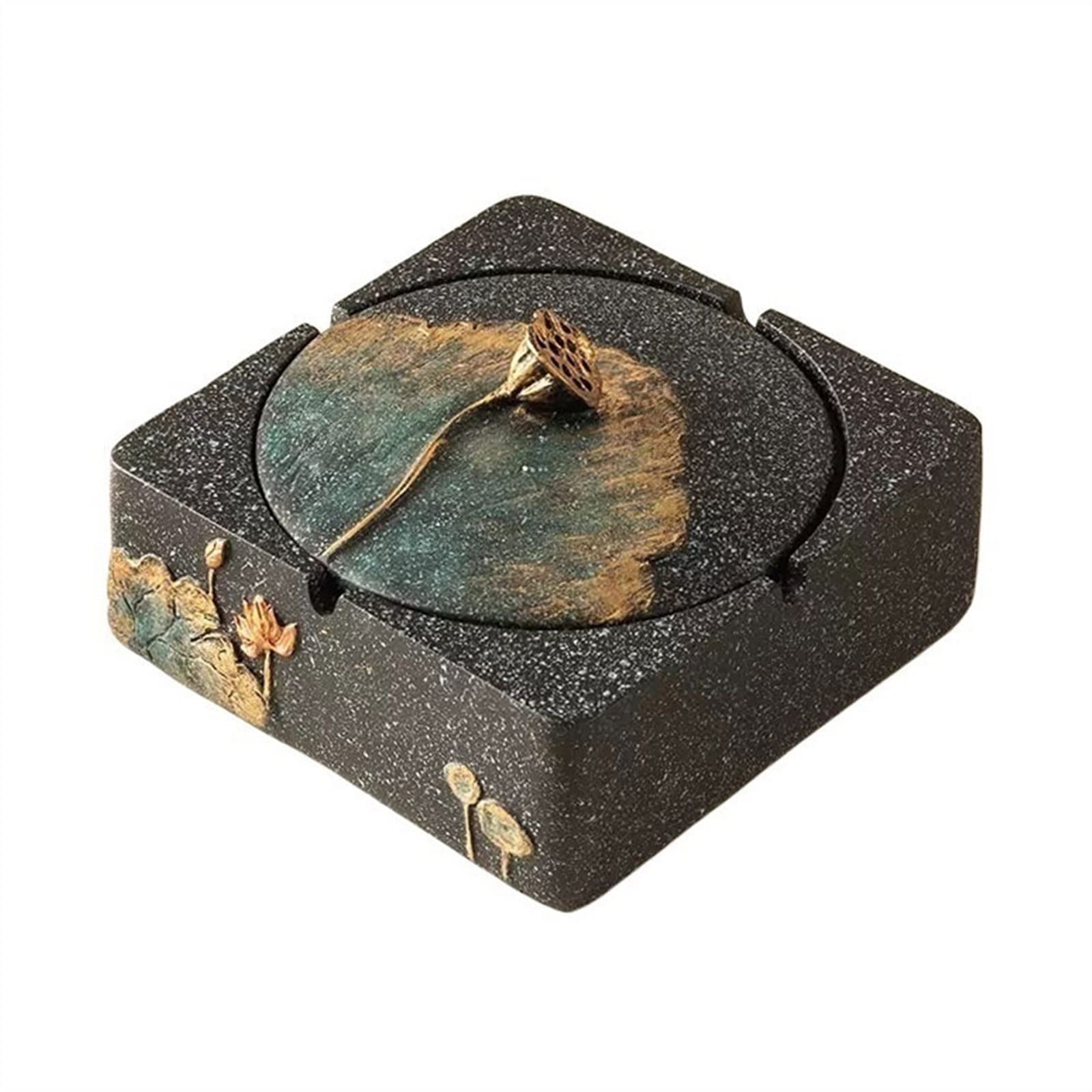 Gthtuhfd Ash Tray Zen New Chinese Style Living Room Ashtray Creative Personality Trend Commercial Office Atmosphere With Lid Large Coffee Table Ashtray For Outside Patio