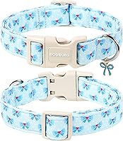 Vista 200 de DOGWONG Collar de perro Airtag de algodón y cáñamo, collar resistente para perros con soporte para Airtag, collares verdes para perros pequeños