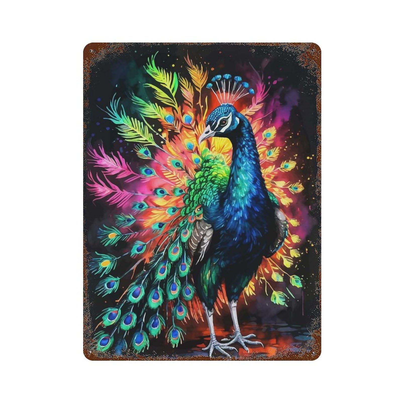 Peacock Watercolor Art Decorative Tin Sign 15.7"x11.8", Farmhouse Wall Decor for Living Room, Hallway And Home Decor