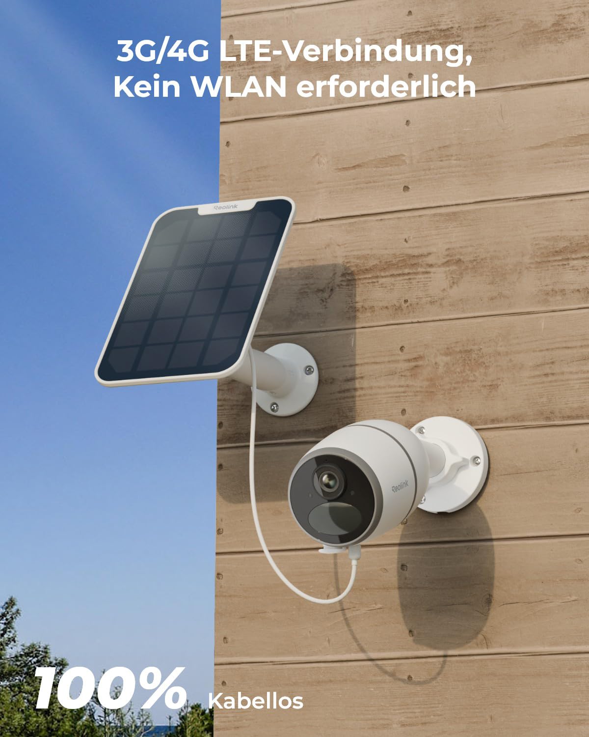 Reolink 3G/4G LTE Überwachungskamera mit SIM-Karte, Personen-/Autoerkennung | 2K 4MP HD Akku Kamera Aussen Ohne WLAN, Videoüberwachung, Kompatibel mit Alexa/Google, 2-Wege-Audio, Go Plus mit Solarpanel