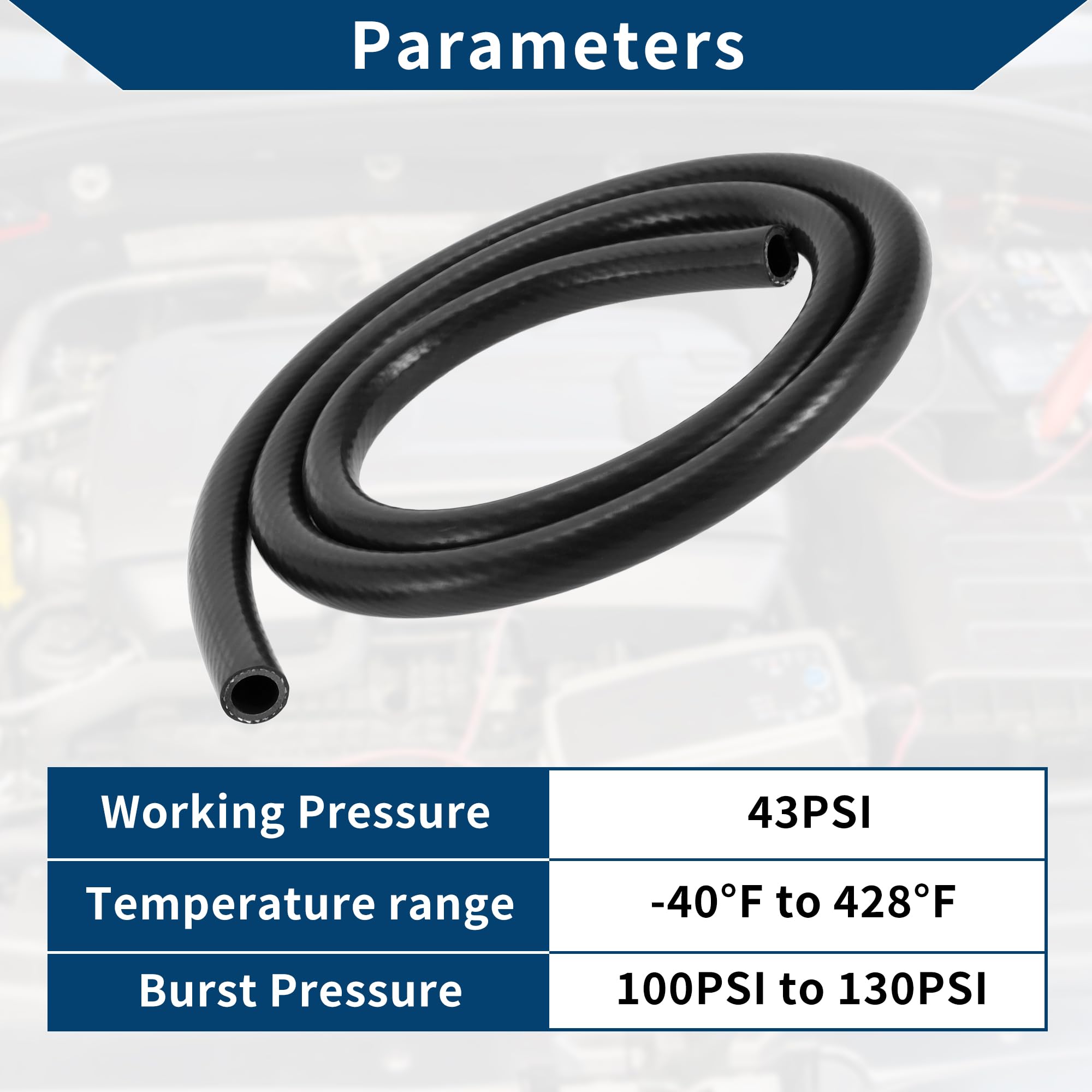 Tubo in Silicone per Aspirazione Automobilistica Tubo per Aspirazione ad Alta Temperatura 1 metro 13mm ID 3mm Spessore 1 Pezzo Nero 130PSI Pressione Massima