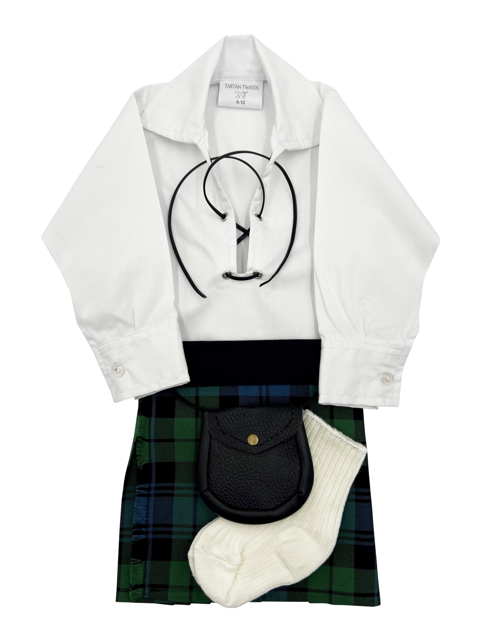 Tartan Tweeds Baby Kilt Outfit, Adjustable Waistband, Shirt, Hose, Sporran, Unisex (Campbell Ancient, 0-6 Months)
