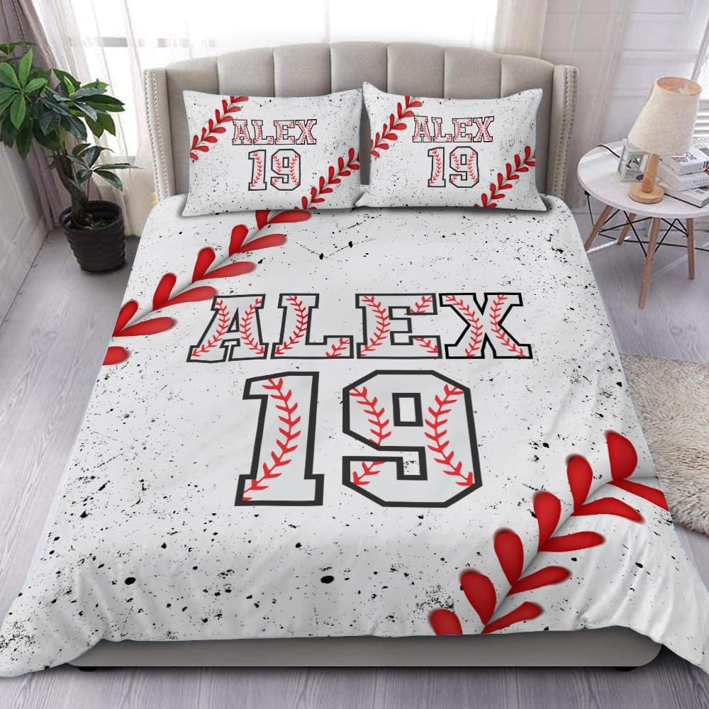 Custom Baseball Bedding Set - Twin, Full, Queen, King - Ultra-soft & Light Quilt, Printed Baseball Bedspread & Comforter - Boys' Sports Bedroom Decor
