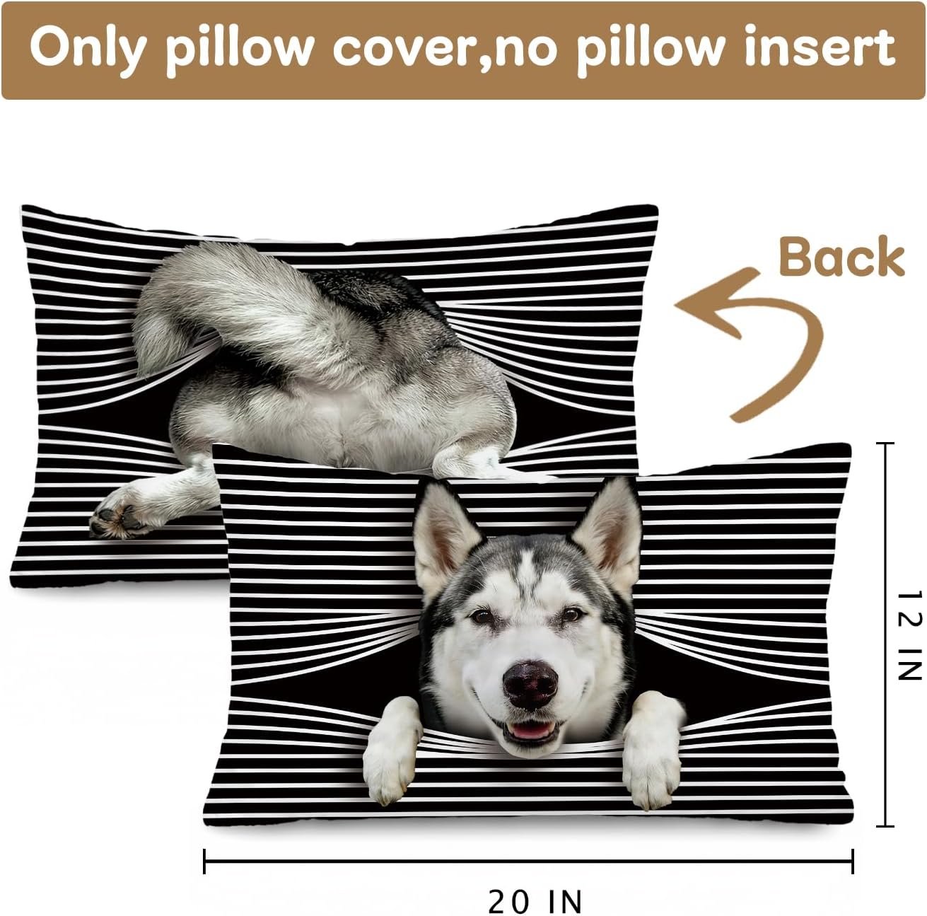 Funny Husky 12x20 Pillow Cover Double-Sided, Husky Lovers Gifts image 3