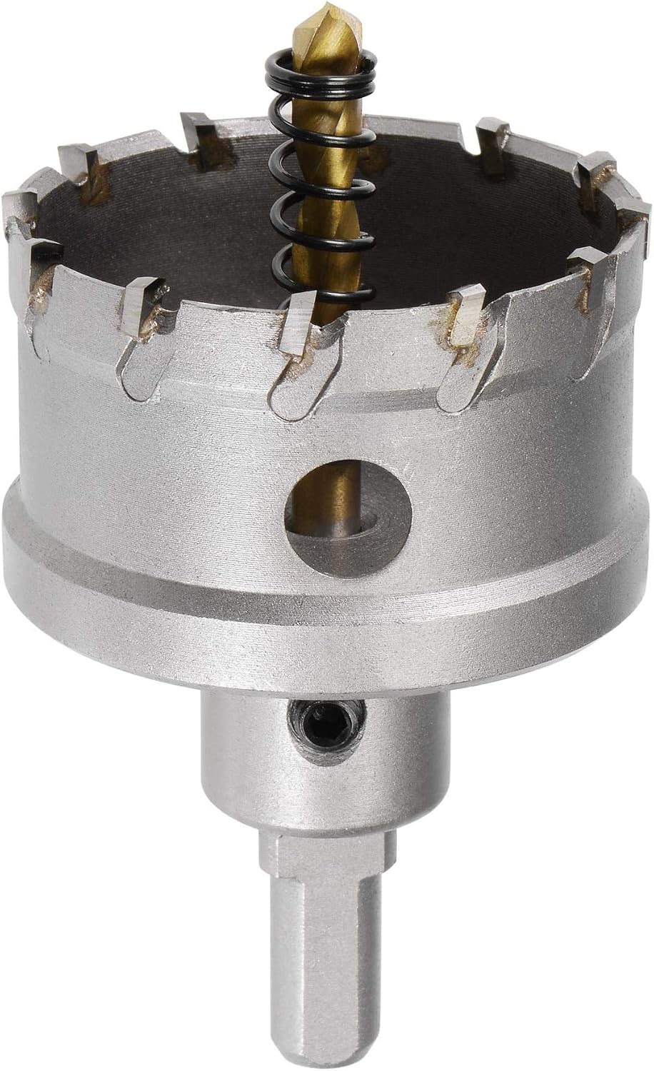 sourcing map 55mm Carbide Hole Cutter, Hole Saws for Stainless Steel Sheet Metal Non-slip Triangular Shank Limit Step