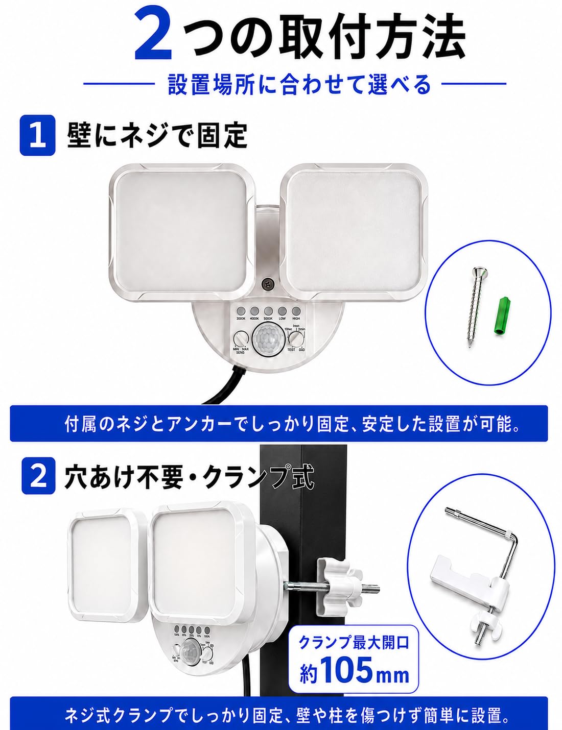 Amazon.co.jp : 屋外 センサーライト 100V コンセント式 IP65防水、3