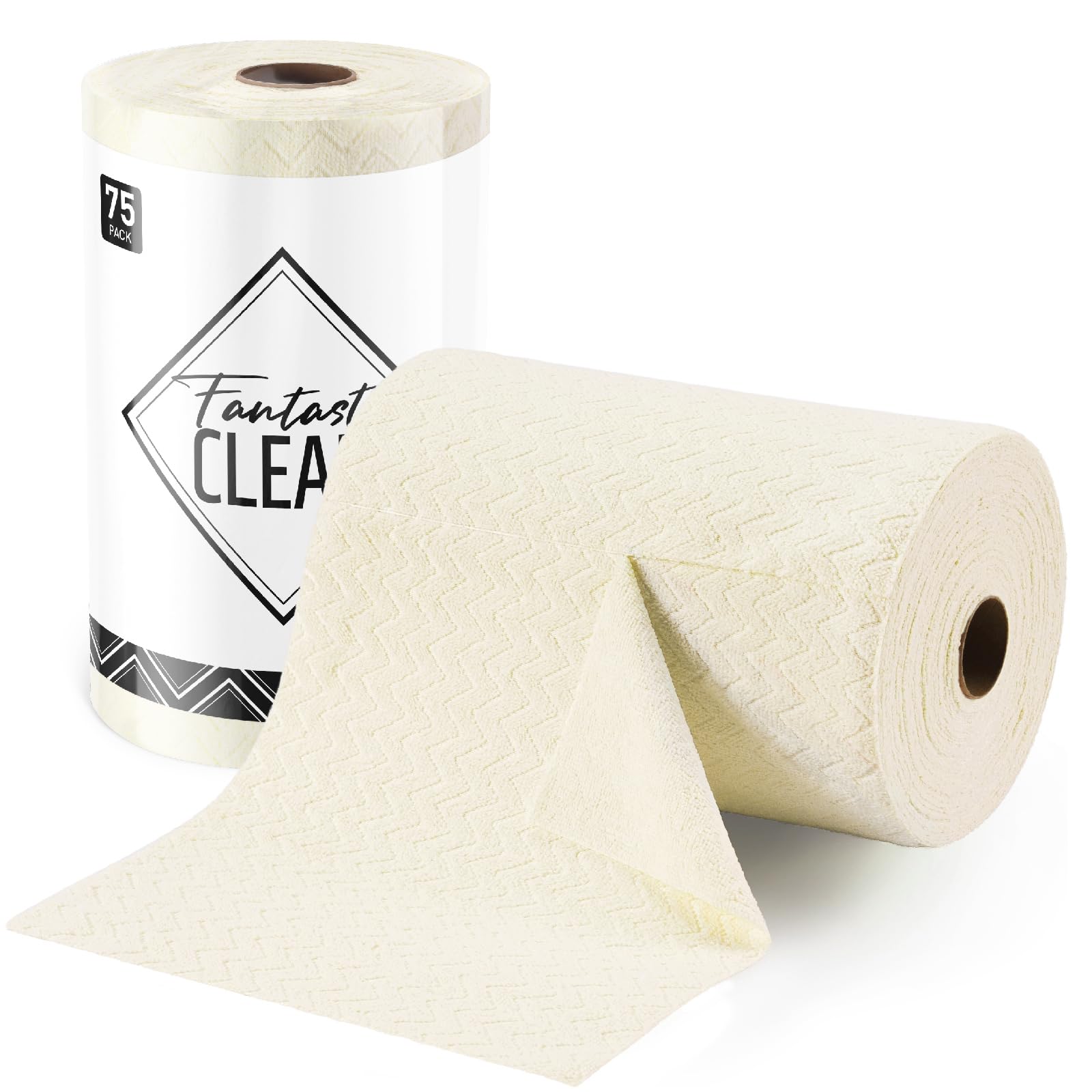 Fantasticlean Microfiber Cleaning Cloth Roll 12 x 12- 75 Sheets Reusable Tear Away Microfiber Towels Ultra Absorbent Dish