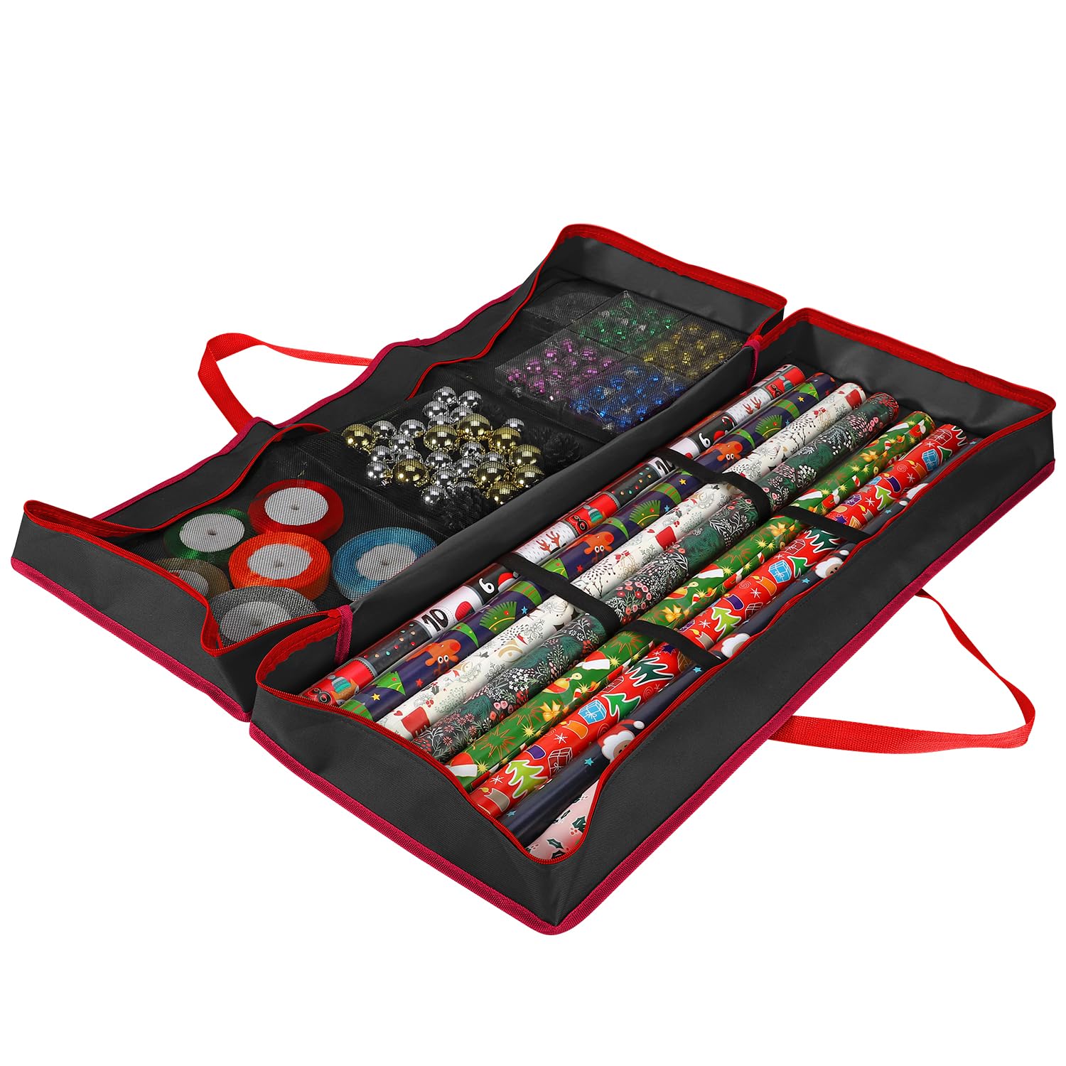 Vinsani Black Christmas Xmas Decoration Gift Wrap Fabric Storage Bag Large Waterproof Accesories Décor Organiser (83 X 35 X 14 Cm) For Wrapping Paper Rolls, Tags & Bows (, 35 X 14 X 83)