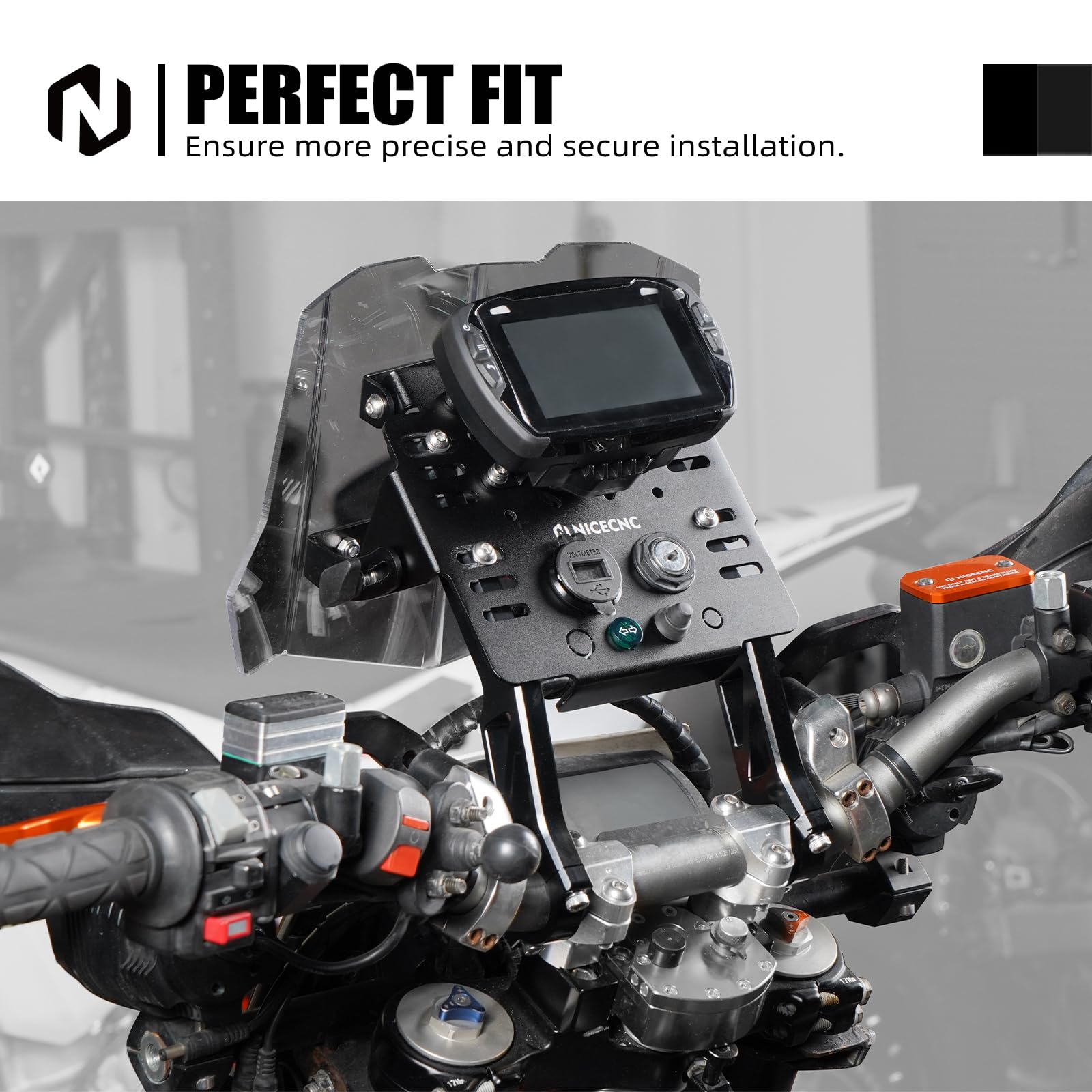 NICECNC Mini kit di carenatura con staffa di montaggio GPS nera Compatible with EXC/EXC-F/SX/SXF/XC125-530 2004-2024 Compatible with TC/FC/TX/FX 125-501 2014-2024, vedi montaggio