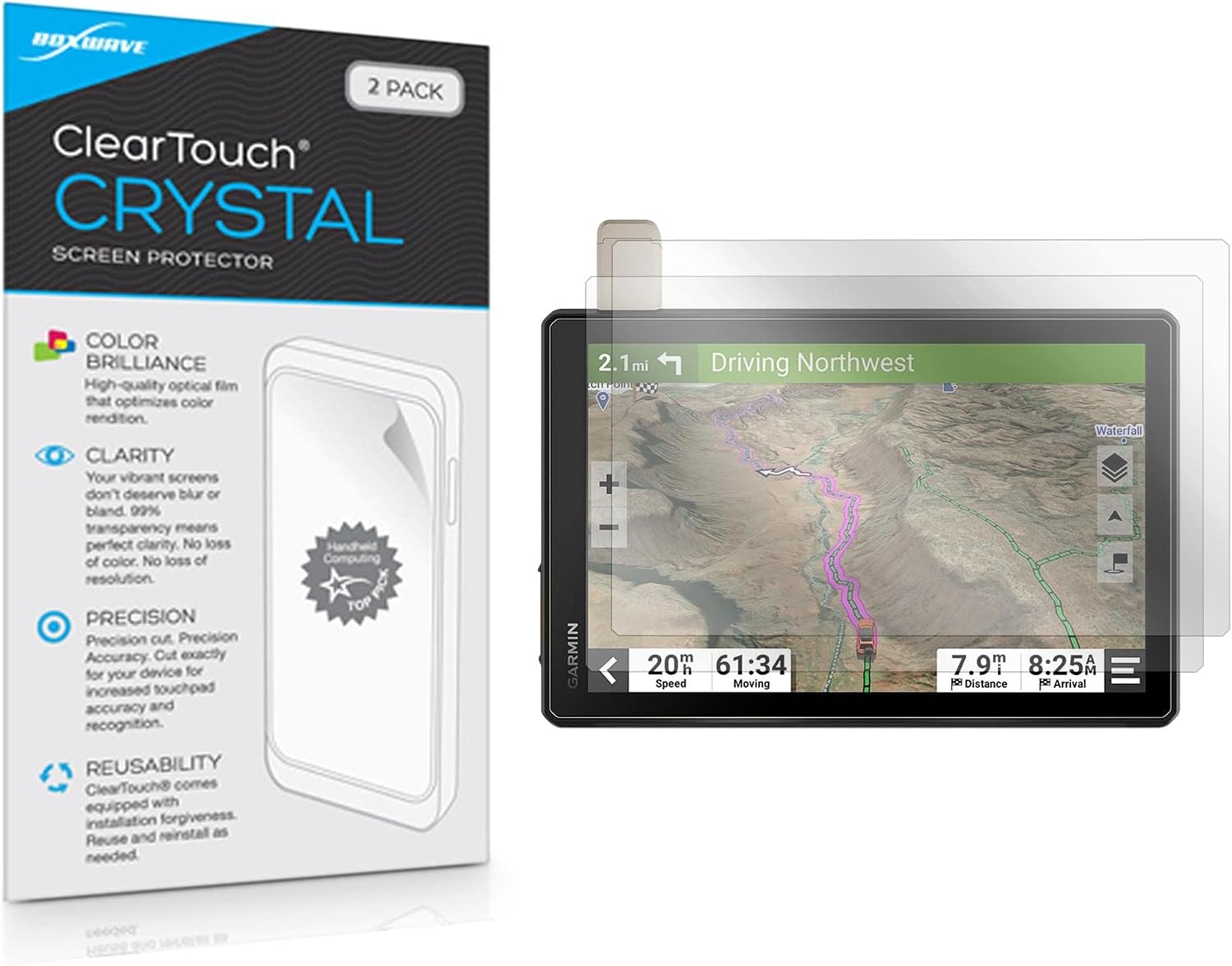 BoxWave Screen Protector Compatible with Garmin Tread SxS Edition - ClearTouch Crystal (2-Pack), HD Film Skin - Shields from Scratches
