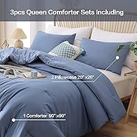 Vista 305 de ROSGONIA Juego de edredón tamaño Queen, color gris carbón, 3 piezas (1 edredón gris oscuro y 2 fundas de almohada) para todas las estaciones, ropa