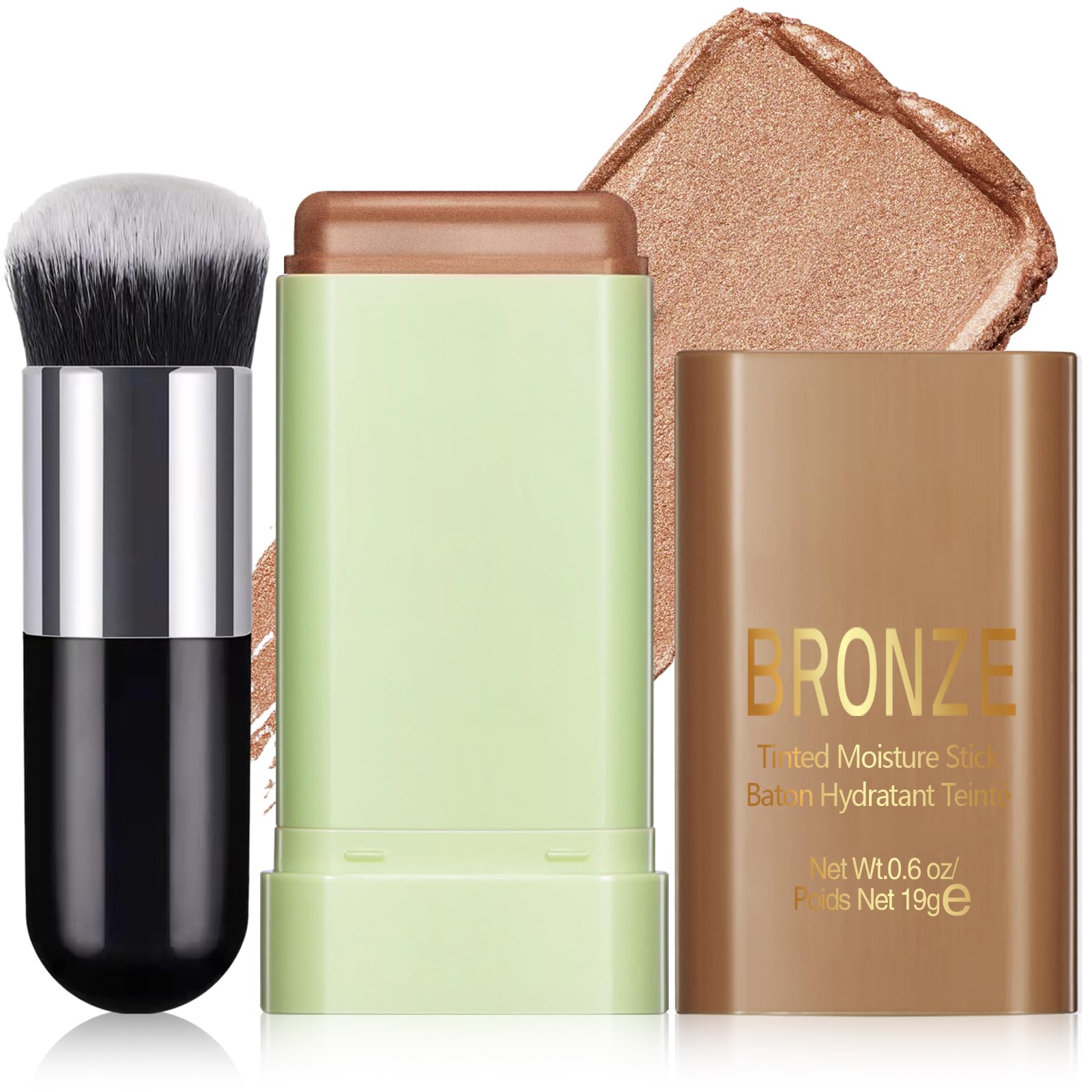 Cream Contour Stick for Cheeks Tint, Multi-Use Makeup Highlighter Blush Bronzer Stick, Natural Glow Solid Moisturizer Stick Blendable Illuminator On-the-Go Shimmer Cream Contour Makeup-02