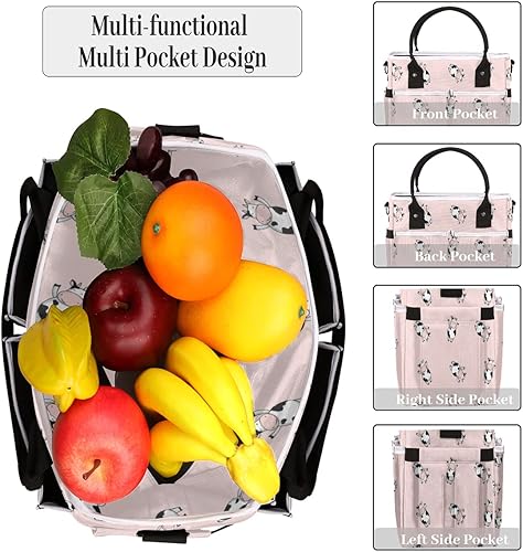 Miniatura 2 de Bolsa de almuerzo con diseño de vaca rosa para mujer, bolsa de almuerzo aislada con bolsillos para correa para el hombro, para adultos y hombres,