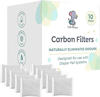 LittleWhispers Diaper Pail Odor Absorber Carbon Filter Refills - 10 Pack - Compatible with Diaper Genie Systems