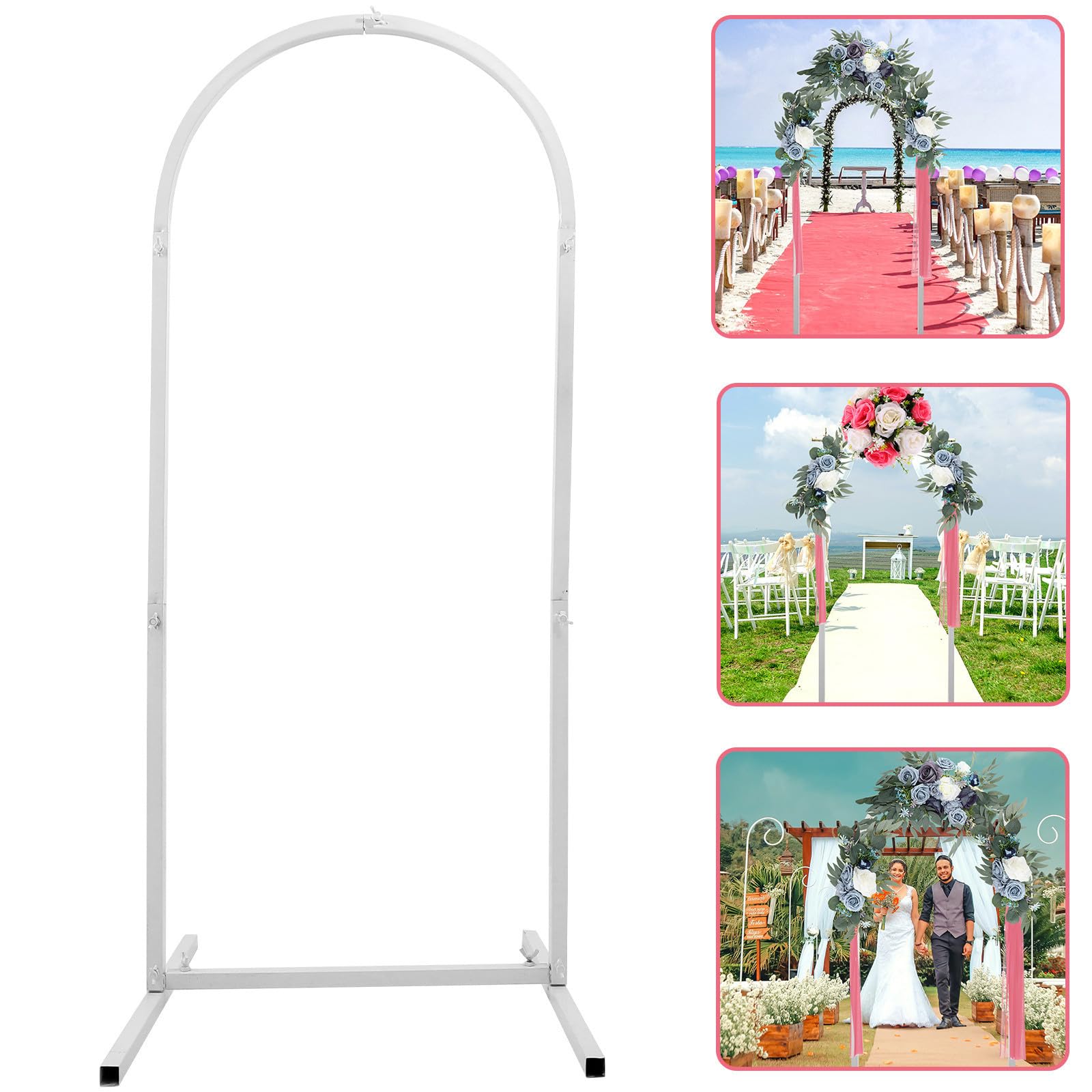 DOITOOL Supporto per Sfondo ad Arco in Ferro, Arco per Matrimonio Riutilizzabile, Decorazione di Sfondo Bianca, per Decorazioni Natalizie e Festa a Casa
