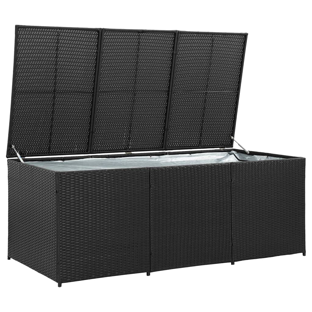 Coffre de Rangement Extérieur en Résine Tressée, Boîte de Rangement Jardin, Coffre de Stockage 180x90x75 cm (Noir)
