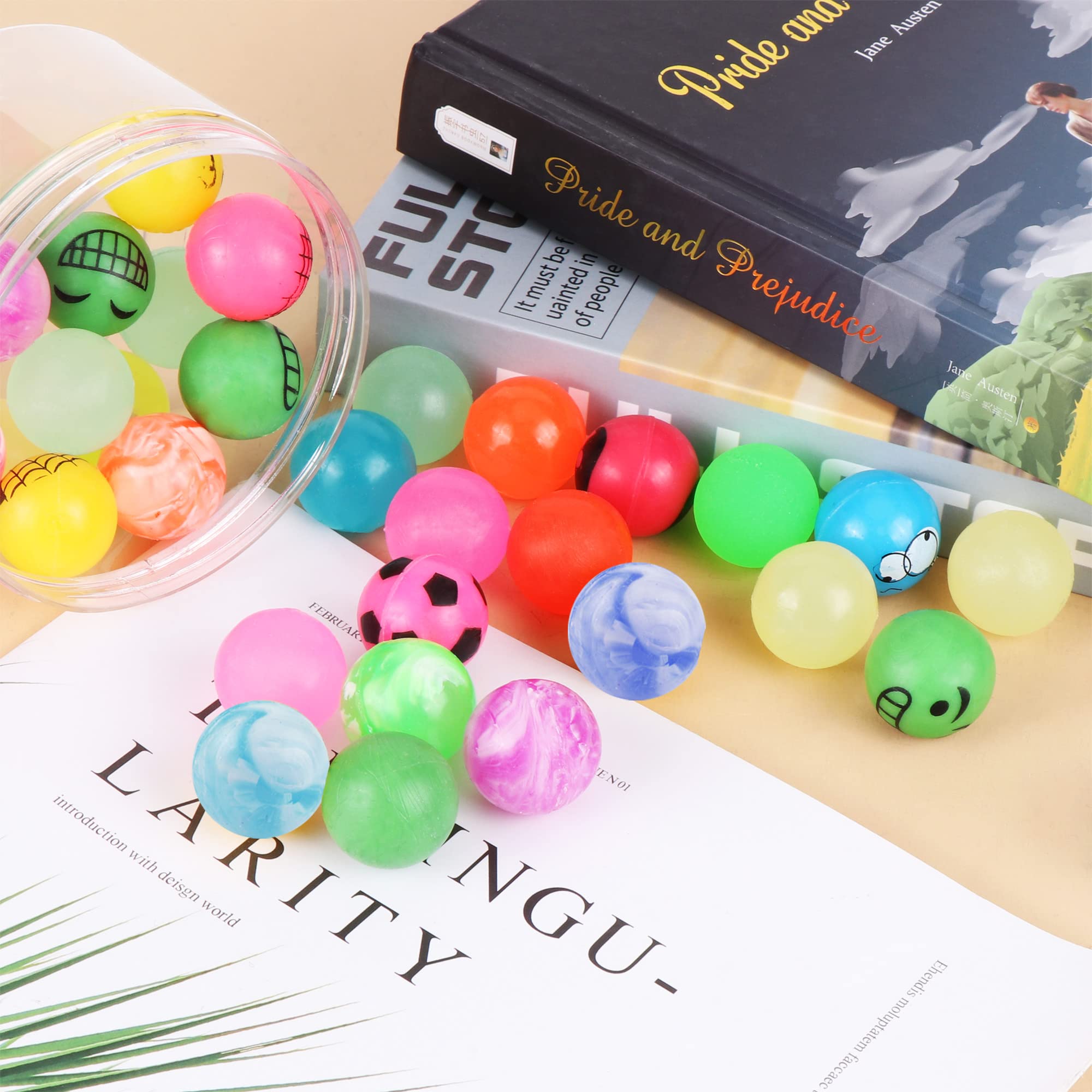 50 Balles Rebondissantes JSMTKJ – 25 Mm – Caoutchouc Coloré – Sac De Fête Et Anniversaire – Couleurs Aléatoires