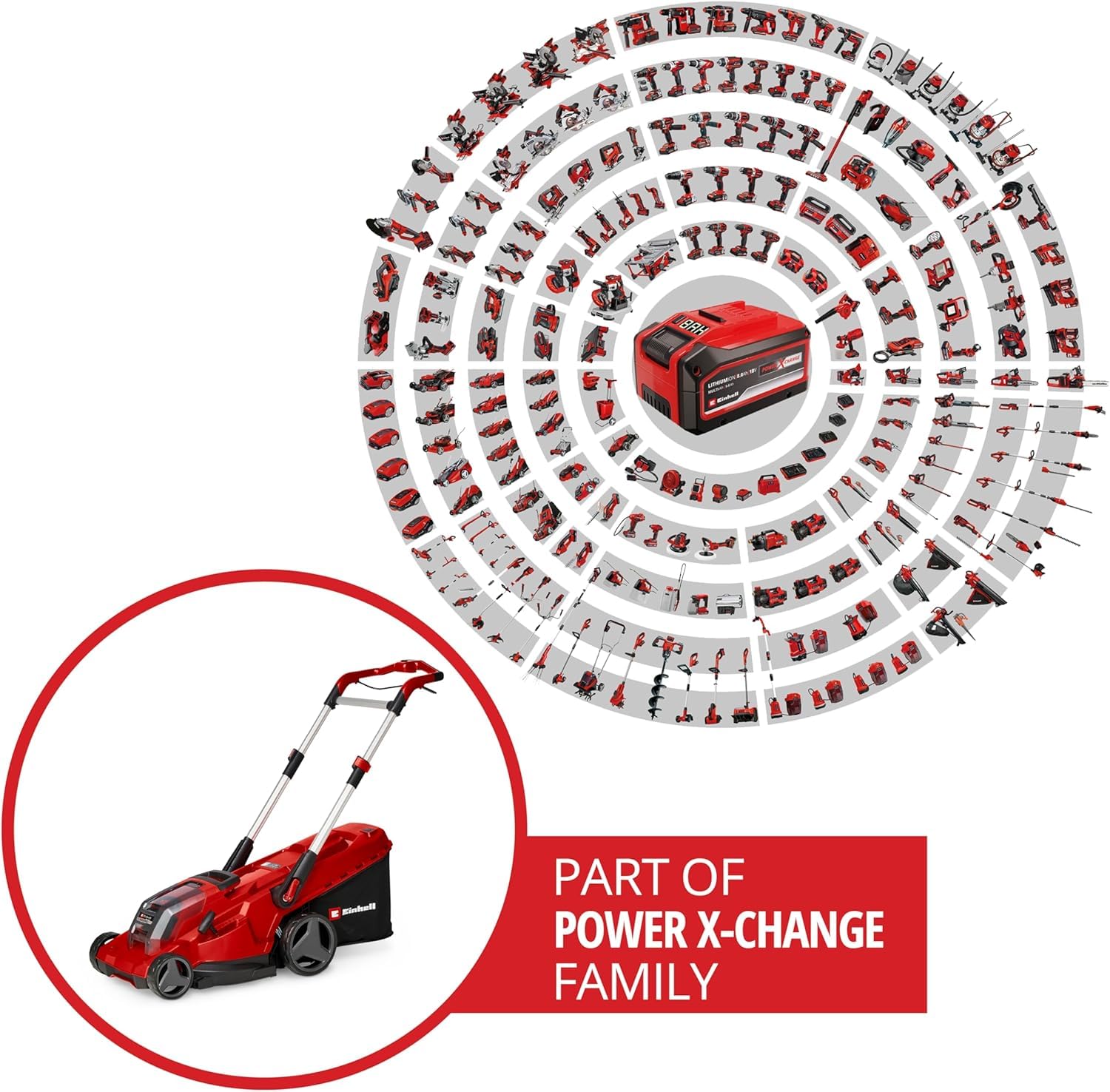 Einhell Akku-Rasenmäher RASARRO 36/42 Kit Power X-Change (36V, 42 cm Schnittbreite, bis 725 m², Brushless, 50L Fangkorb, Mulchfunktion, inkl. 2X 5,2Ah + 1x Twincharger)