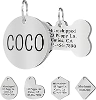 Vista 6 de Ultra Joys Etiquetas para perro personalizadas, etiquetas personalizadas grabadas en la parte delantera y trasera, acero inoxidable, hexagonal