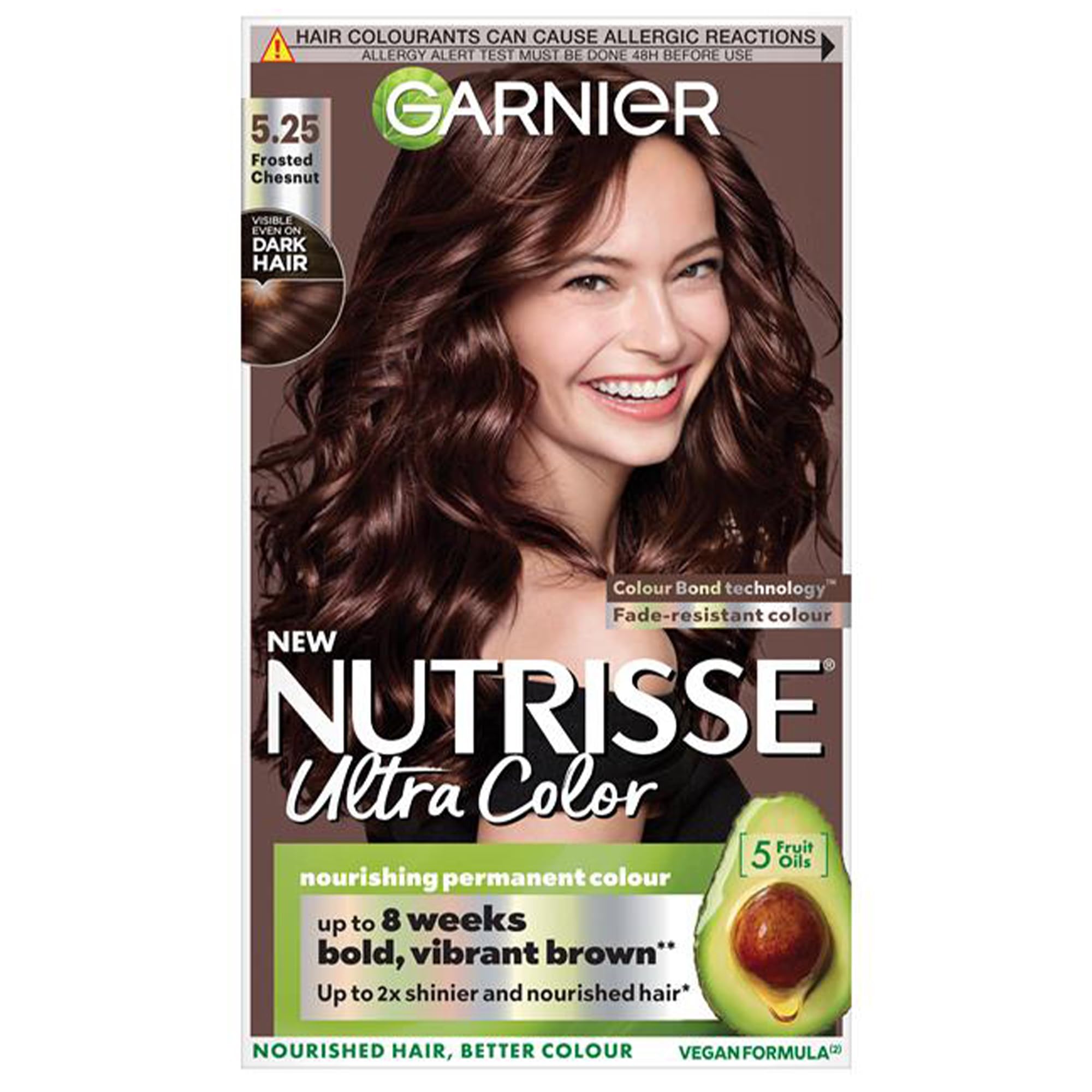 GarnierNutrisse Ultra Color, Permanent Hair Dye, Intense Colour, For All Hair Types, 5.25 Frosted Chestnut, Brown