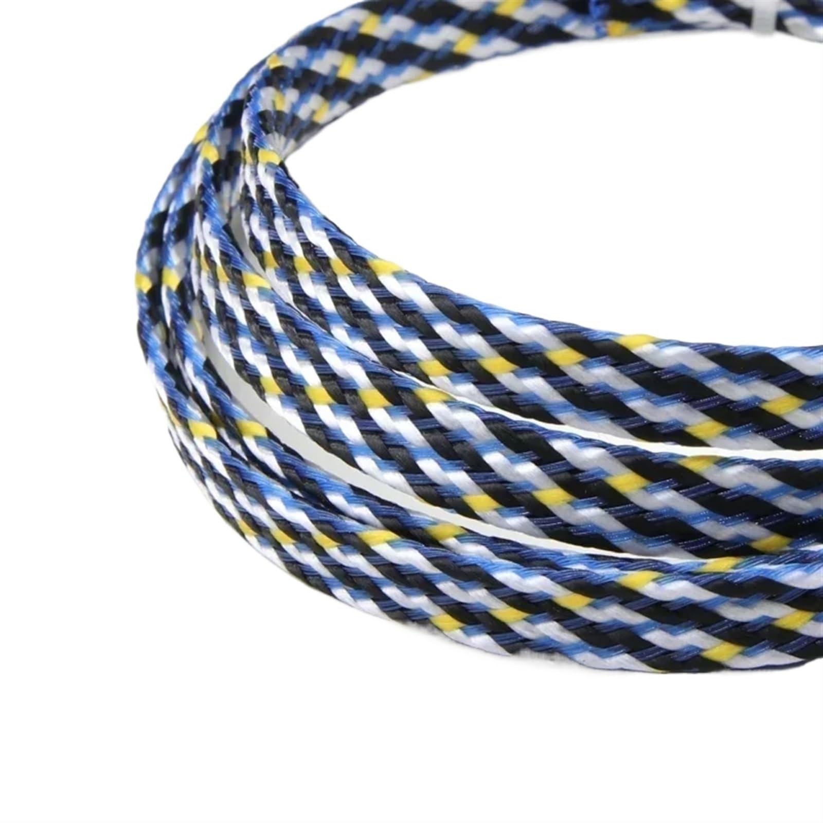 Protector de Cable Funda Trenzada expandida de 1/5/20/50 m, Hilo algodón PP, 4, 8 y 12 mm, Envoltura Cable Suave, protección Aislante, arnés línea, Funda(Black Yellow White,12MM-50 Meters)