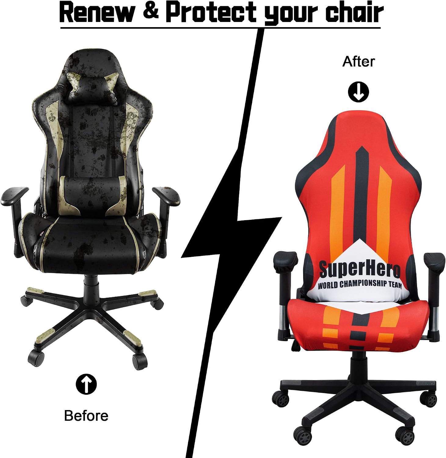 Gaming Chair Covers,Stretchable Computer Chair Cover,Ergonomic Office Chair Cover,for Anti Cat Scratch Protection of Computer Gamer Chair Slipcovers,Racing Chair Covers (Only Covers,Superhero Red)