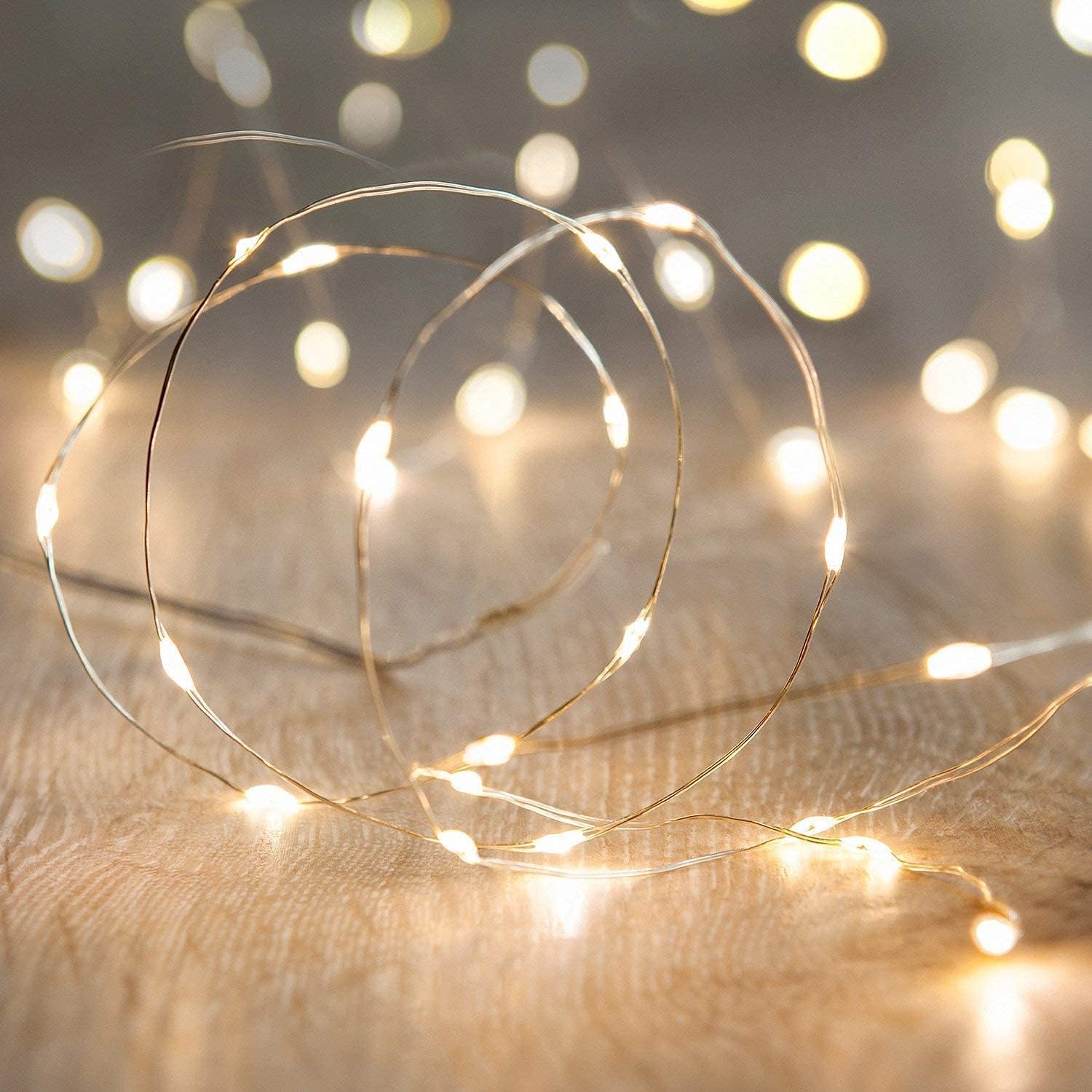 ANJAYLIA LED String Lights, 16.5Ft/5M 50leds Battery Operated Fairy Lights for Garden Home Party Wedding Festival Decorations(Warm White)