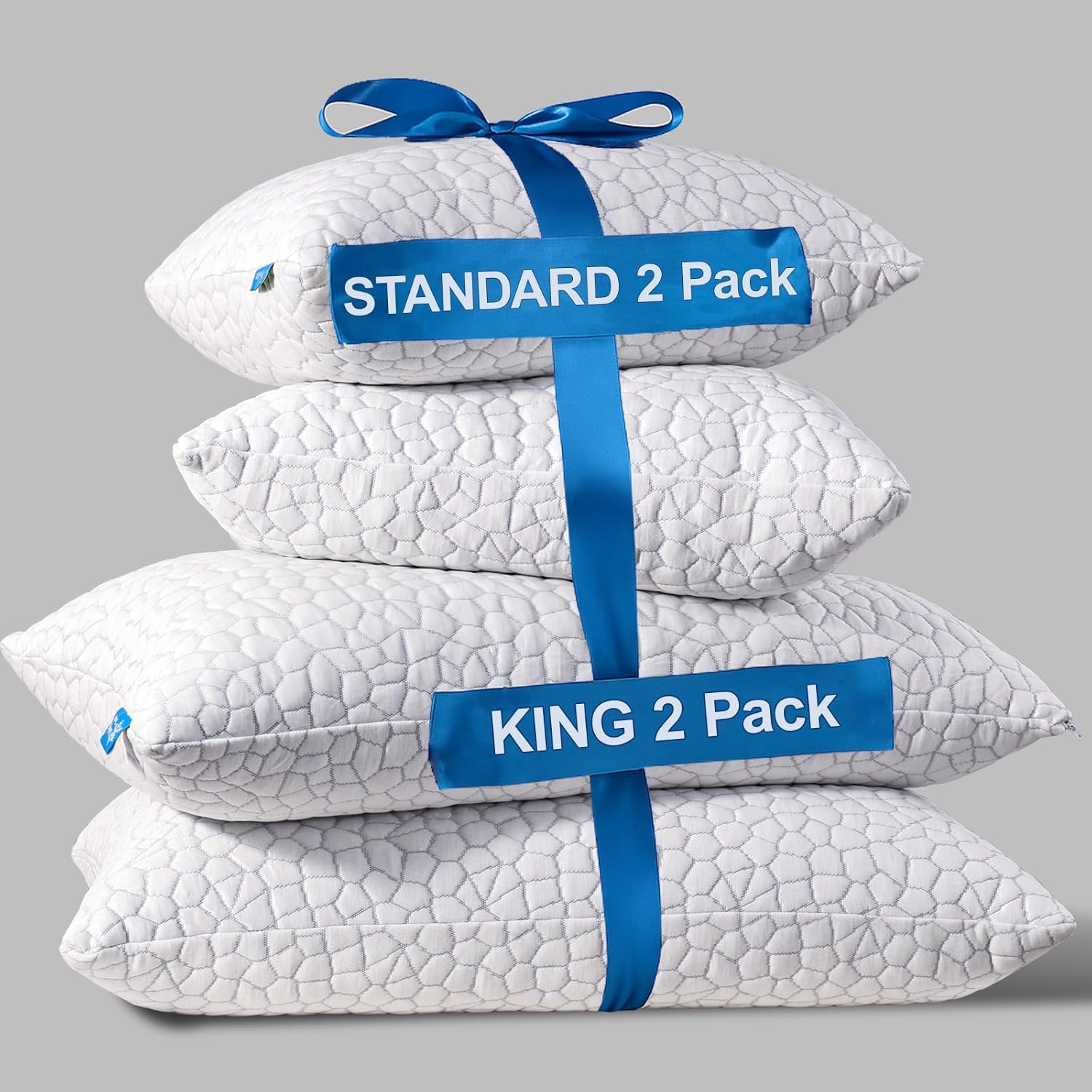 QUTOOL Cooling Bed Pillows King Size 2 Pack & Standard Size 2 Pack