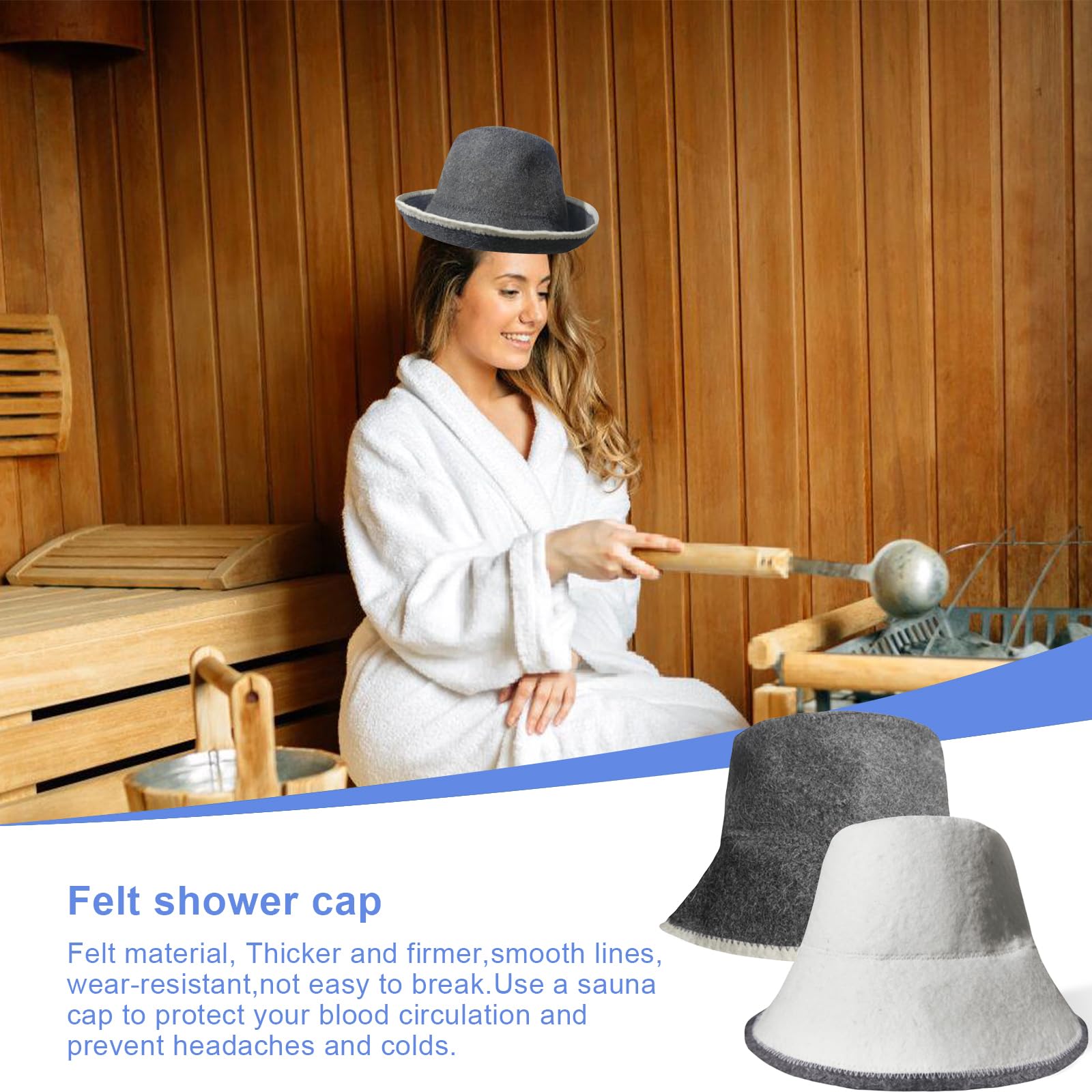 Saunahut Aus Wollfilz: 2 Stück Filz-Badehut Saunahut, wasserabsorbierender Filz-Saunahut, Sauna Kappe Unisex, Sauna Filzhut Atmungsaktiv, Saunahüte für längere Sauna, Badehaus