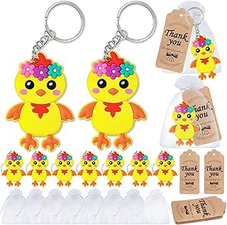 60 Pack Chicken Party Favors Include 20 Chicken Keychains, 20 Thank You Tags, 20 Gift Bags for Safari Party, Jungle Baby Shower