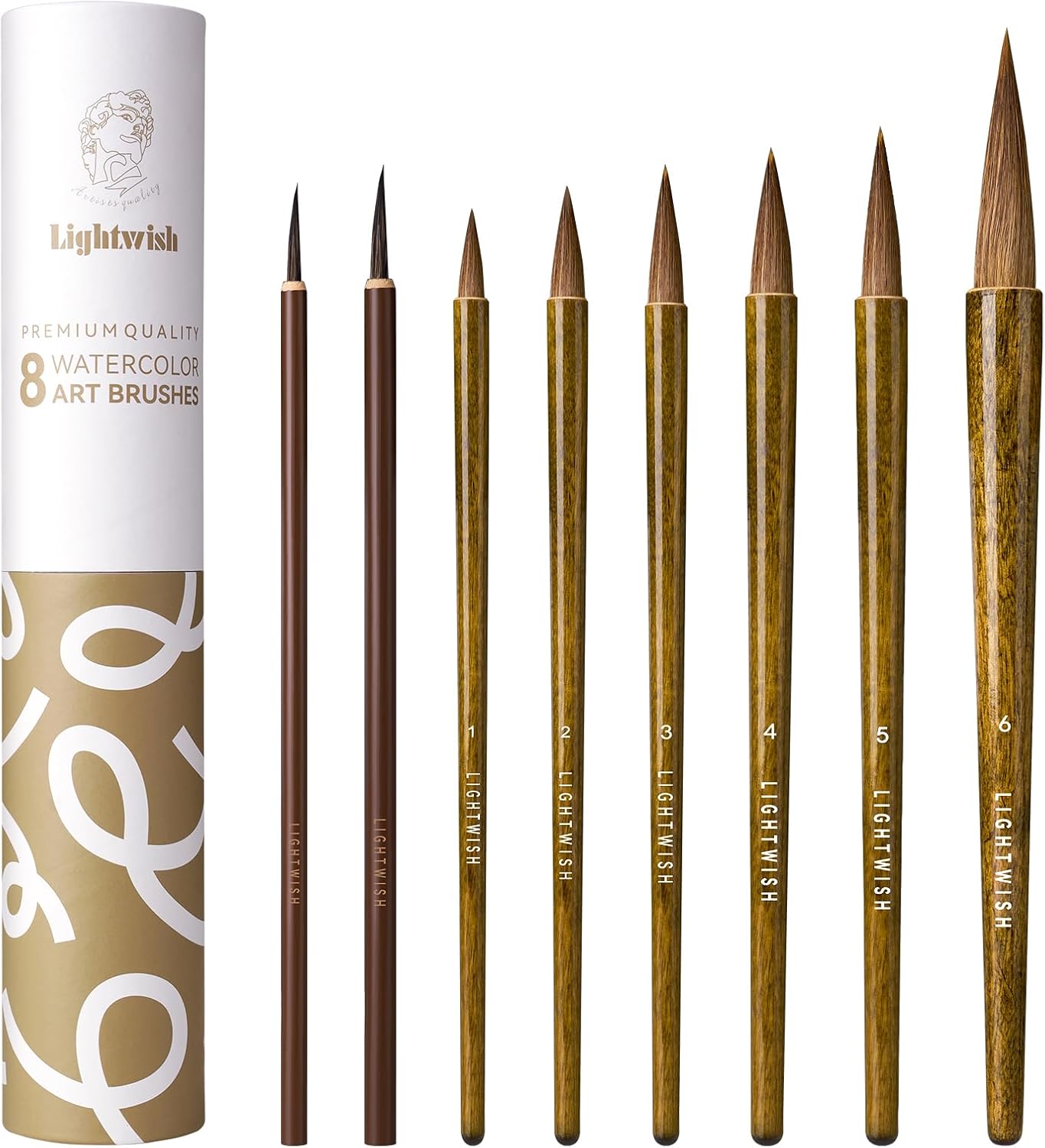 Watercolor Brushes 8Pcs,Round Pointed Tip Paint Brush Art Brush for Watercolor Acrylic Gouache Inks Painting Chinese Calligraphy