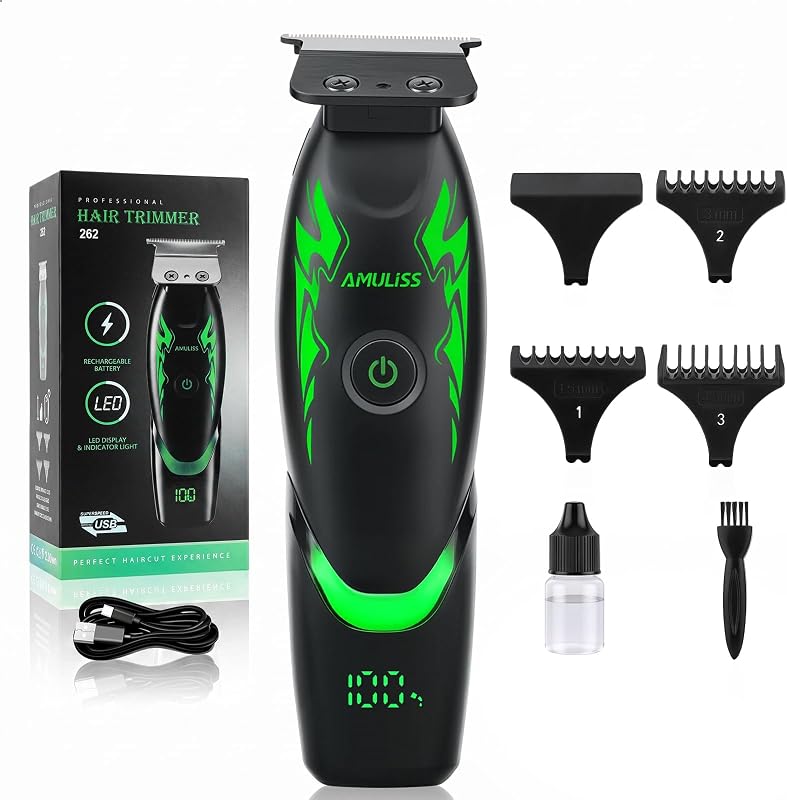 Aparador de barba e bigode AMULISS modelo 261 com lâmina de orientação invertida e carregamento USB