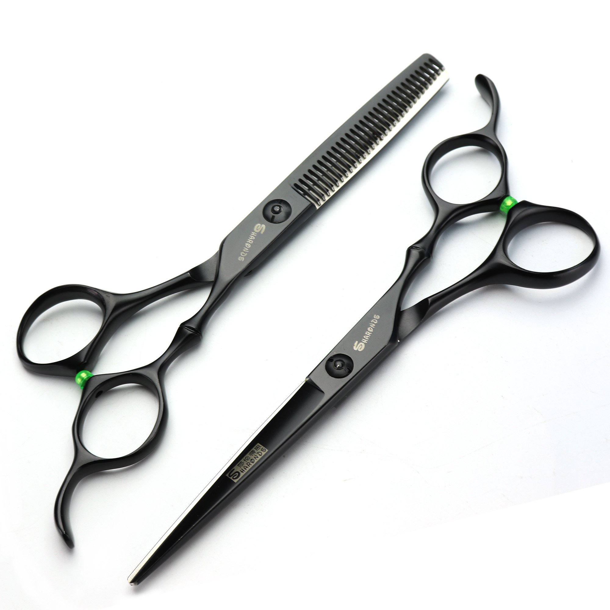 Forbici professionali per capelli e capelli che assottigliano forbici set - nero - acciaio inossidabile J44C 5.5 "/ 6 "7/7.5 pollici (5.5 pollici, 2 pezzi)